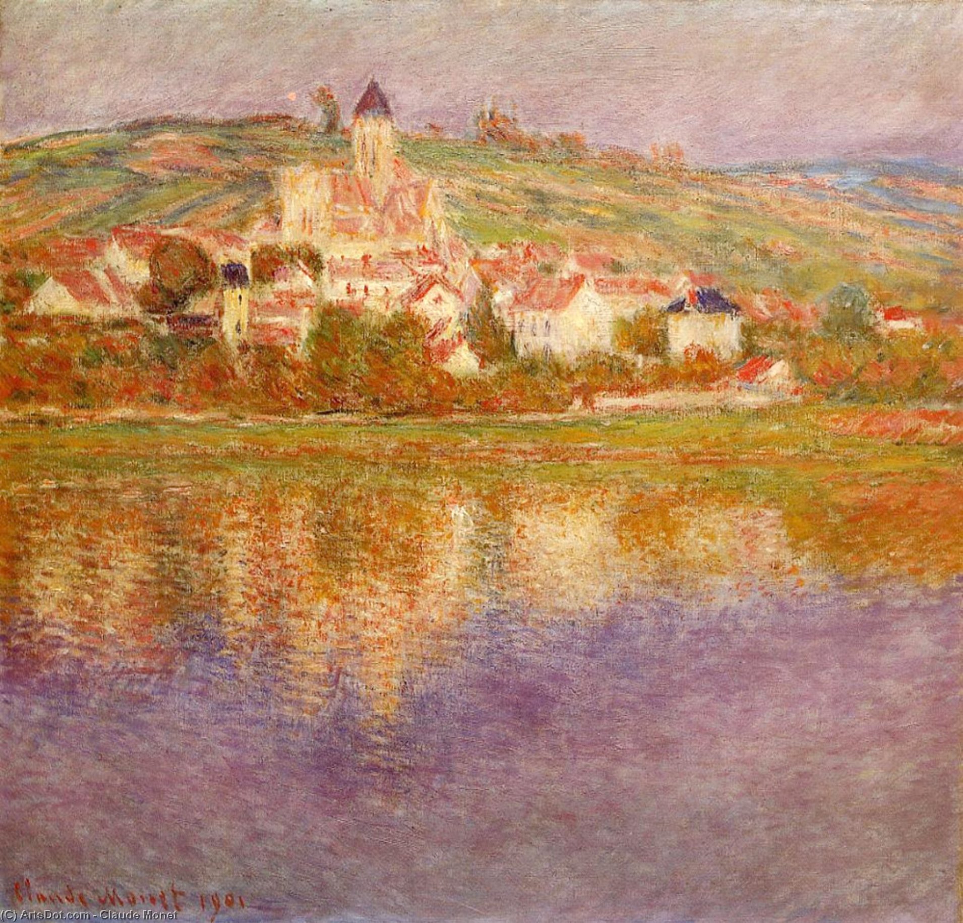 Buy Museum Art Reproductions Vetheuil at Sunset, 1901 by Claude Monet (1840-1926, France) | ArtsDot.com