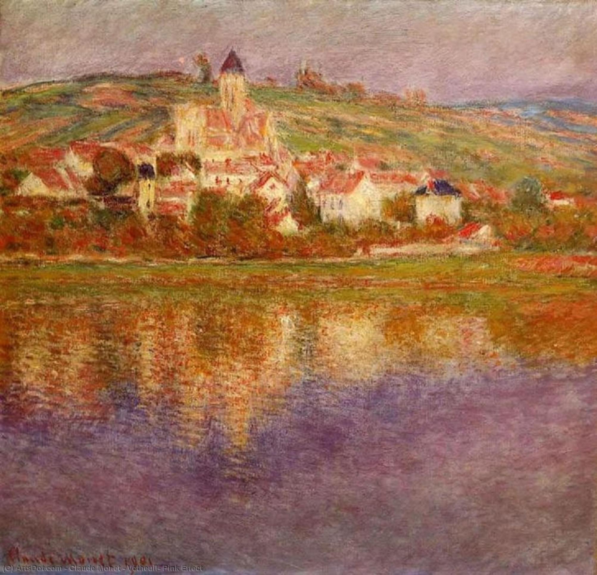 Order Art Reproductions Vetheuil, Pink Effect, 1901 by Claude Monet (1840-1926, France) | ArtsDot.com