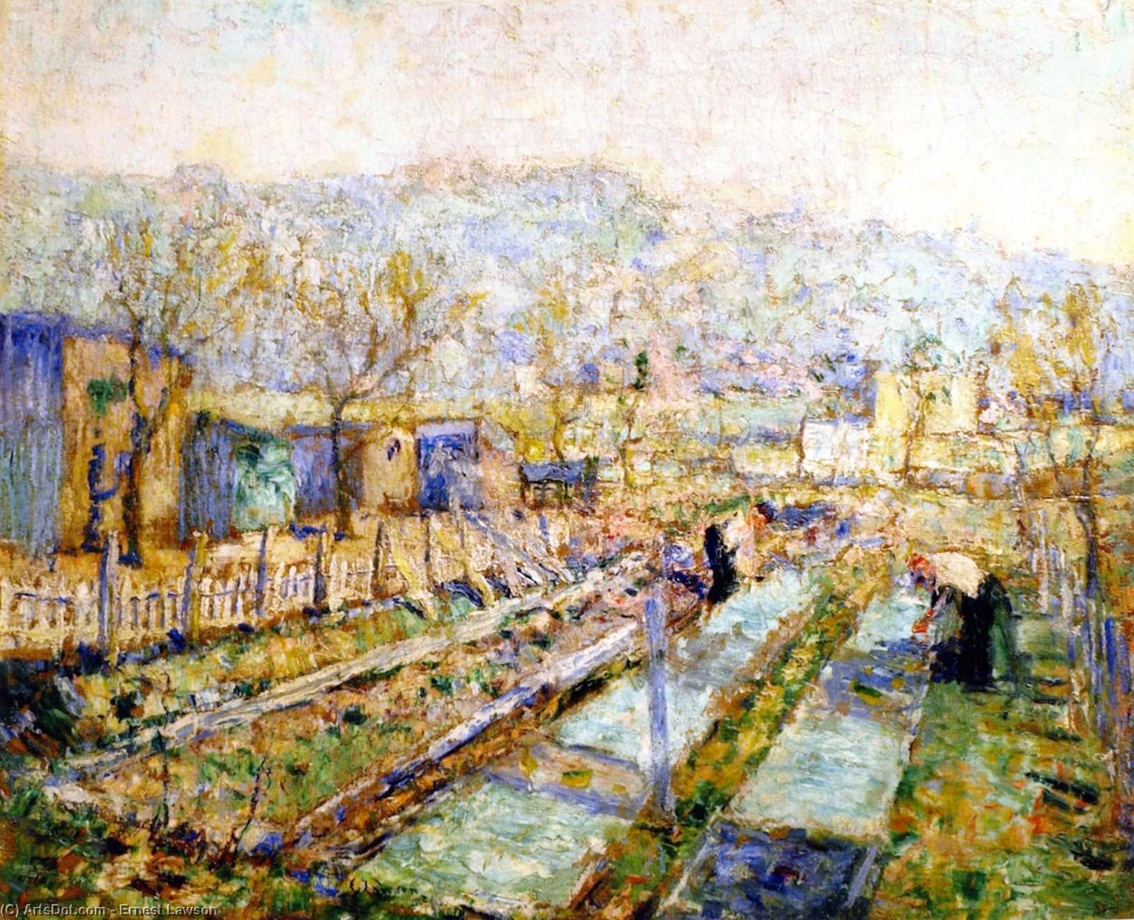 Buy Museum Art Reproductions View of a Garden in a Paris Suburb, 1893 by Ernest Lawson (1873-1939, Canada) | ArtsDot.com