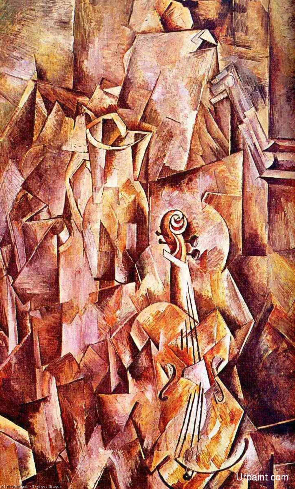 Order Art Reproductions Violin and jug, 1910 by Georges Braque (Inspired By) (1882-1963, France) | ArtsDot.com