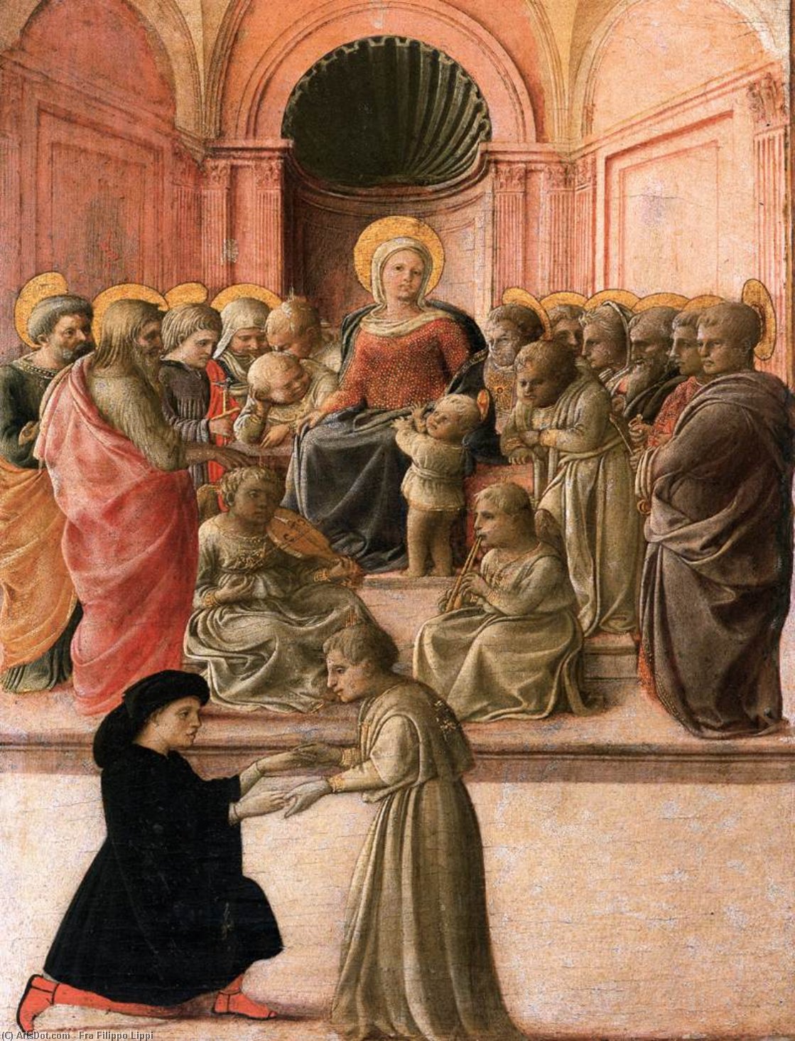 Buy Museum Art Reproductions Virgin and Child with Saints, Angels, and a Donor, 1437 by Fra Filippo Lippi (1406-1469, Italy) | ArtsDot.com