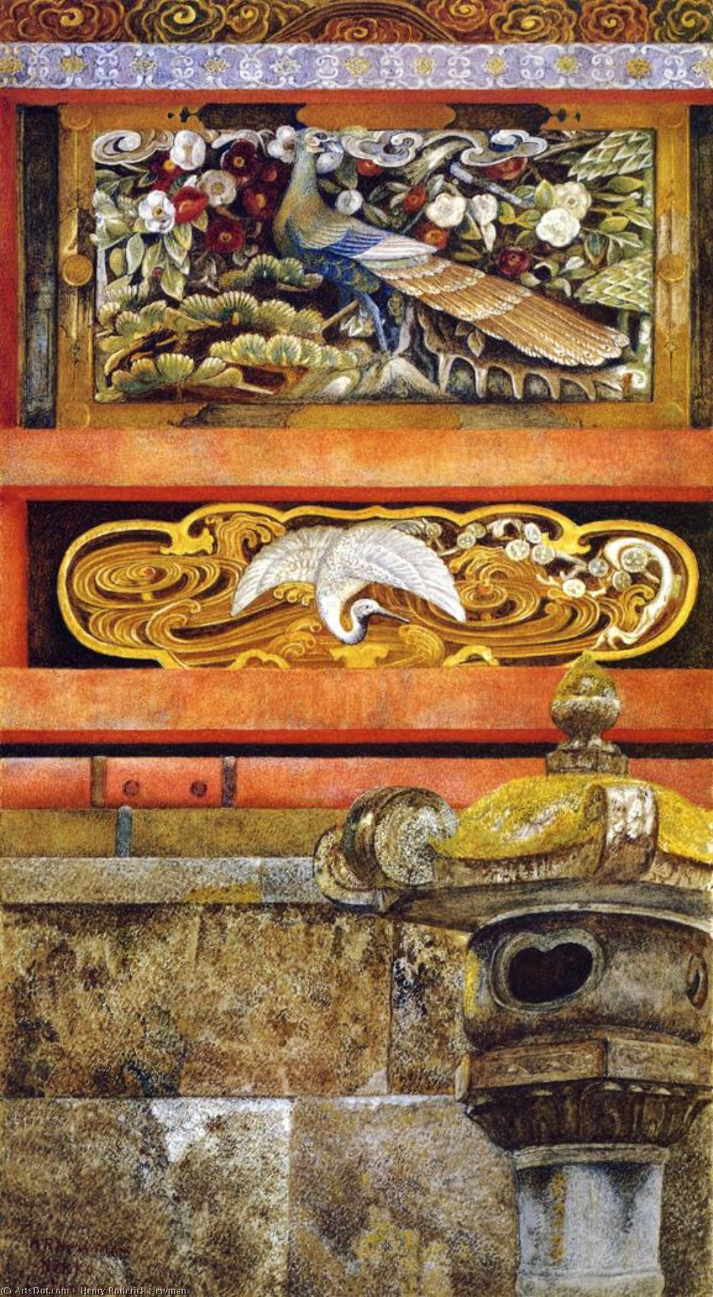 Order Oil Painting Replica Wall Enclosing the Mausoleum of Ieyasu at Nikko, 1897 by Henry Roderick Newman (1833-1918, United States) | ArtsDot.com