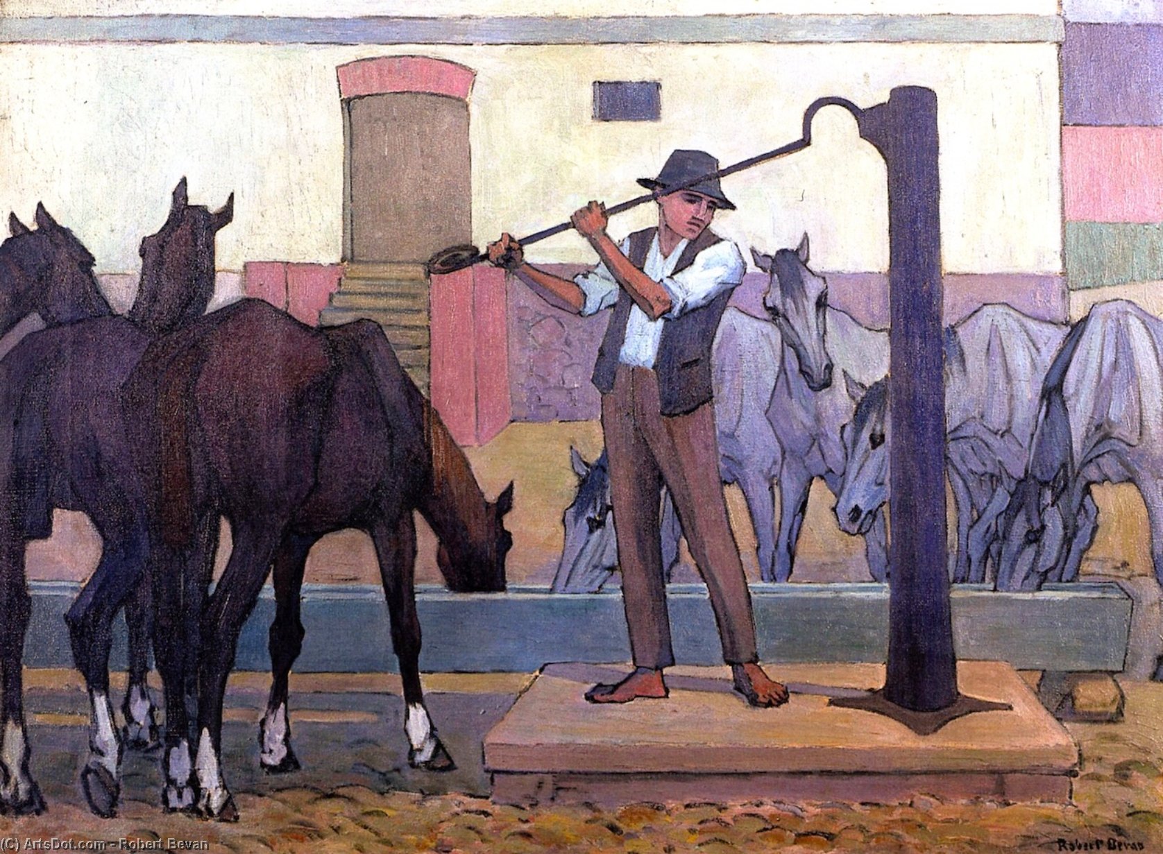 Buy Museum Art Reproductions Watering Horses, Poland, 1921 by Robert Bevan (1865-1925, United Kingdom) | ArtsDot.com