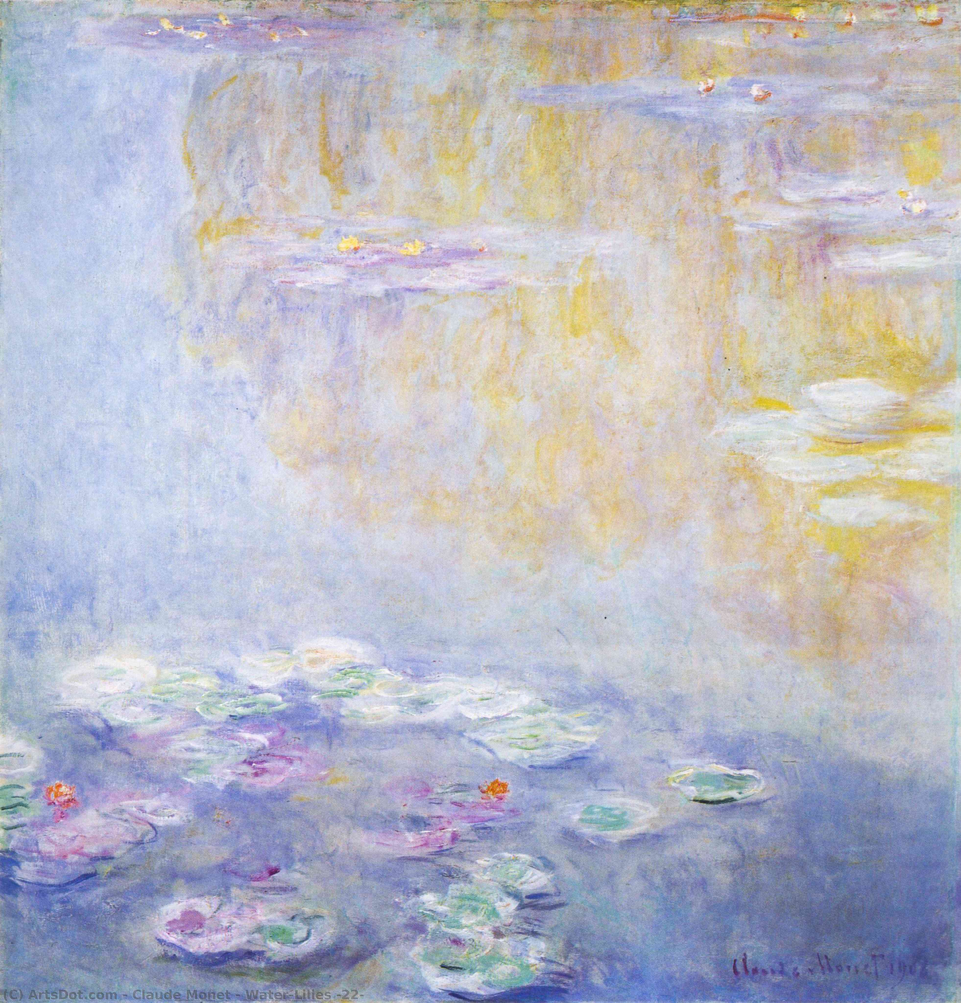 Buy Museum Art Reproductions Water-Lilies (22), 1908 by Claude Monet (1840-1926, France) | ArtsDot.com