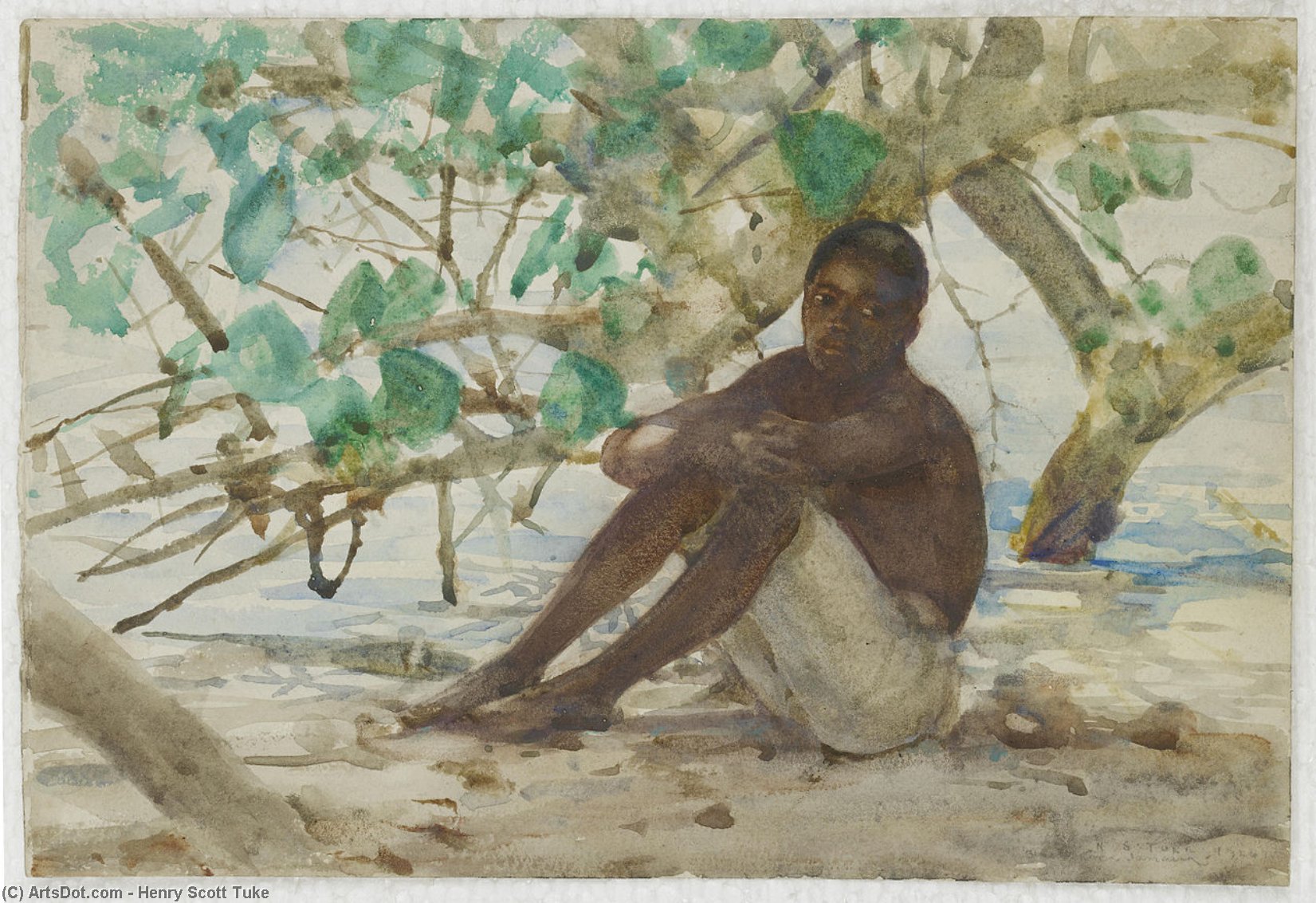 Buy Museum Art Reproductions A West Indian boy, 1926 by Henry Scott Tuke (1858-1929, United Kingdom) | ArtsDot.com