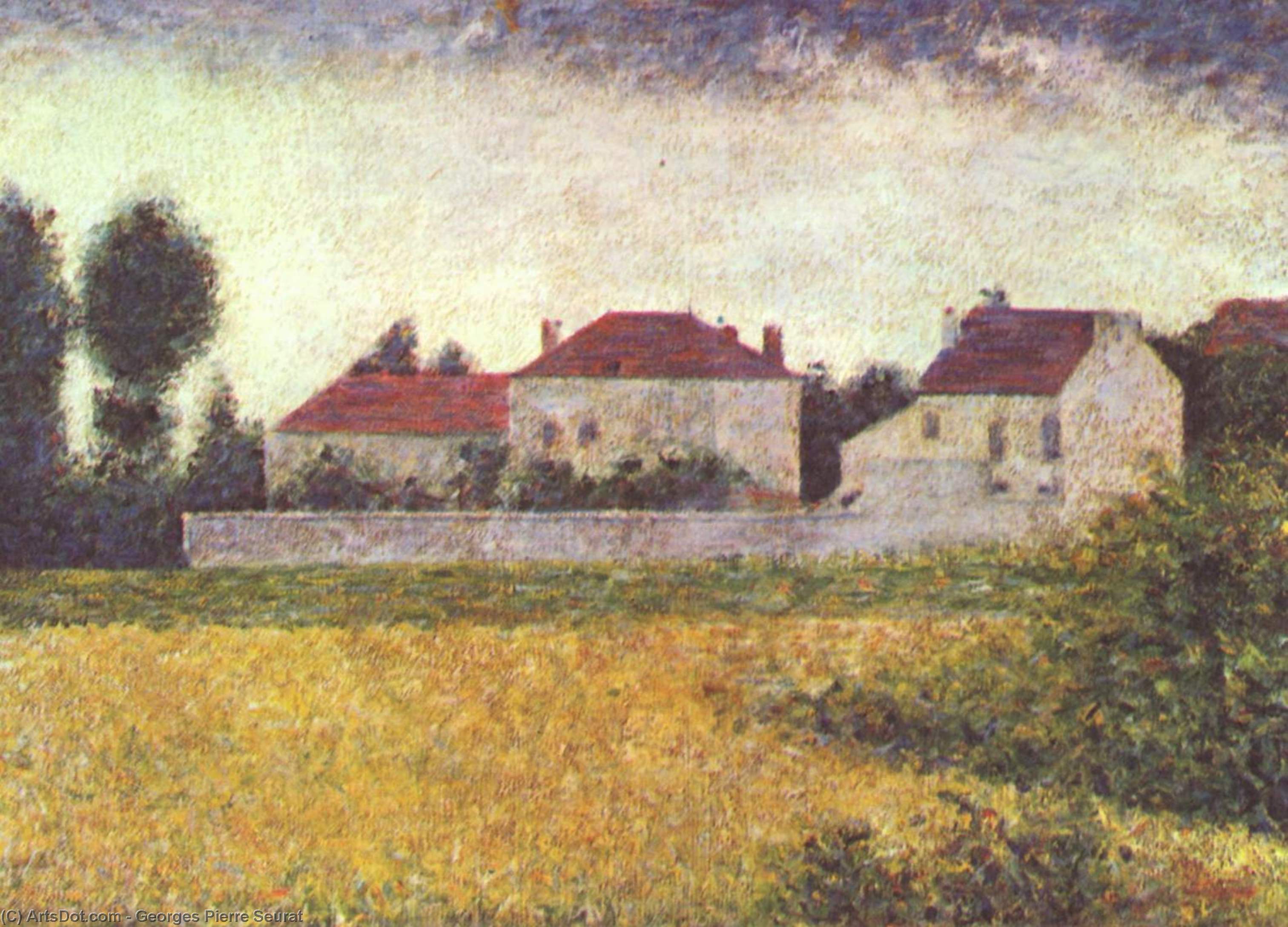 Order Oil Painting Replica White Houses, Ville d`Avray, 1882 by Georges Pierre Seurat (1859-1891, France) | ArtsDot.com