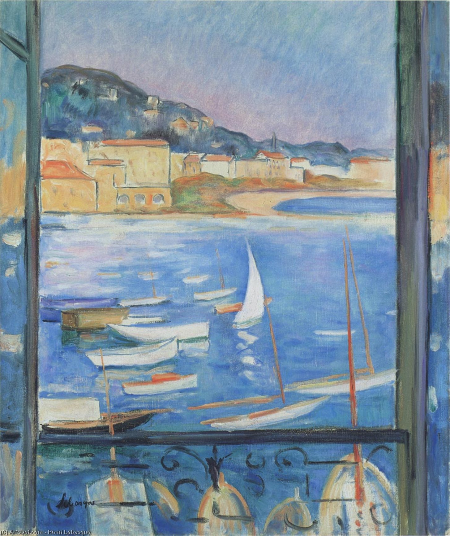 Buy Museum Art Reproductions Window overlooking the port by Henri Lebasque (1865-1937, France) | ArtsDot.com
