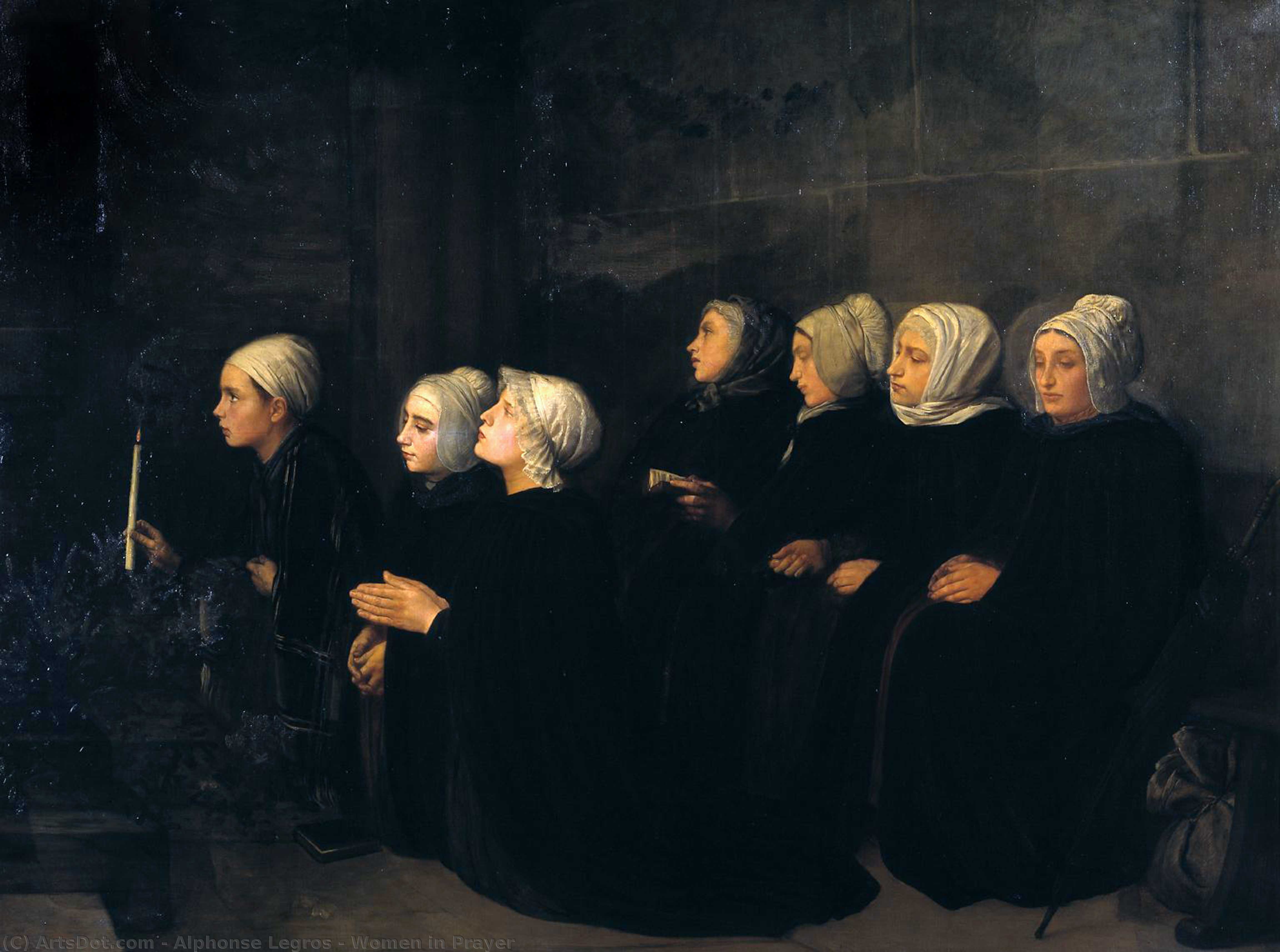 Buy Museum Art Reproductions Women in Prayer, 1888 by Alphonse Legros (1837-1911, France) | ArtsDot.com