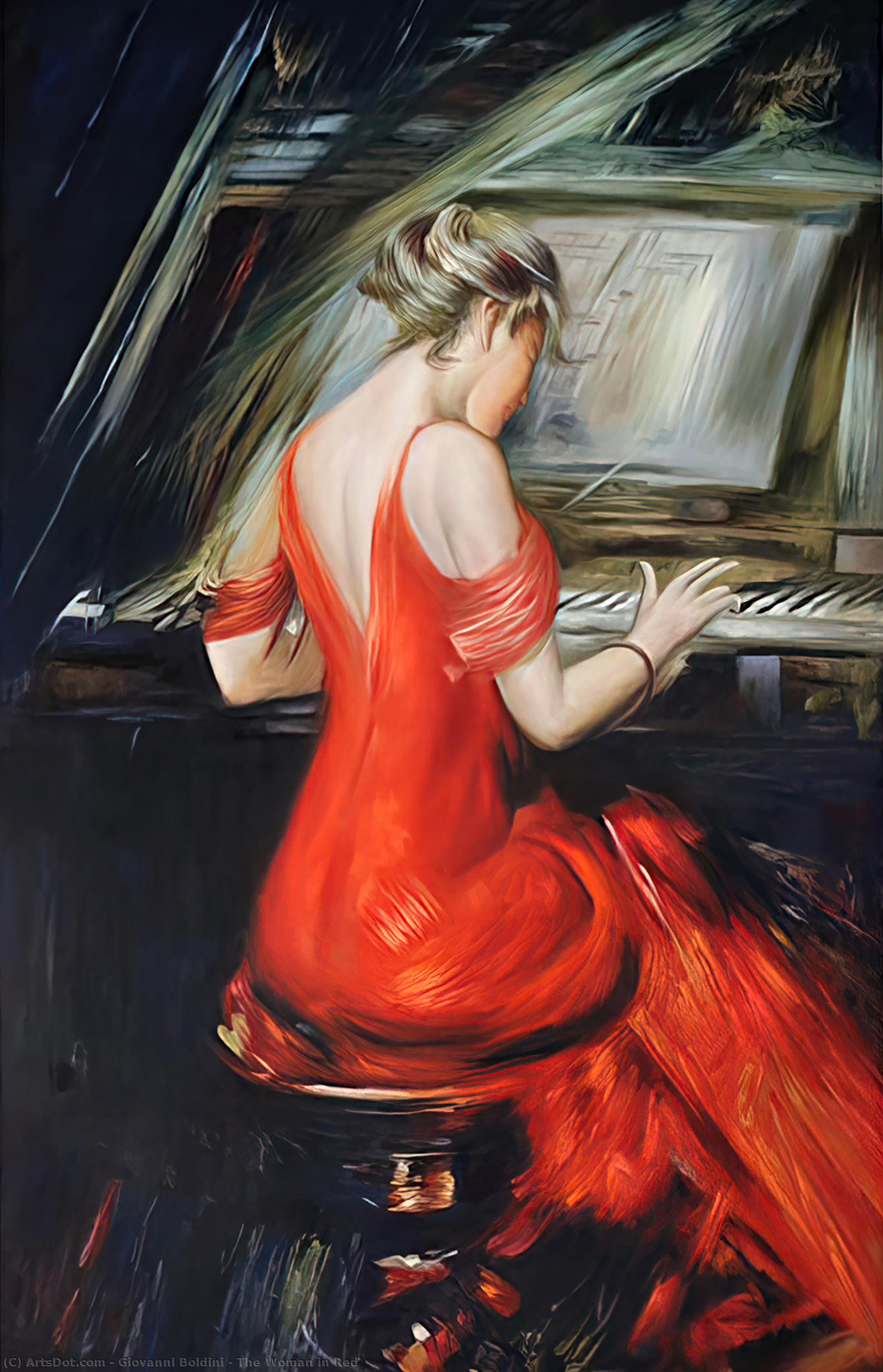 Buy Museum Art Reproductions The Woman in Red by Giovanni Boldini (1842-1931, Italy) | ArtsDot.com