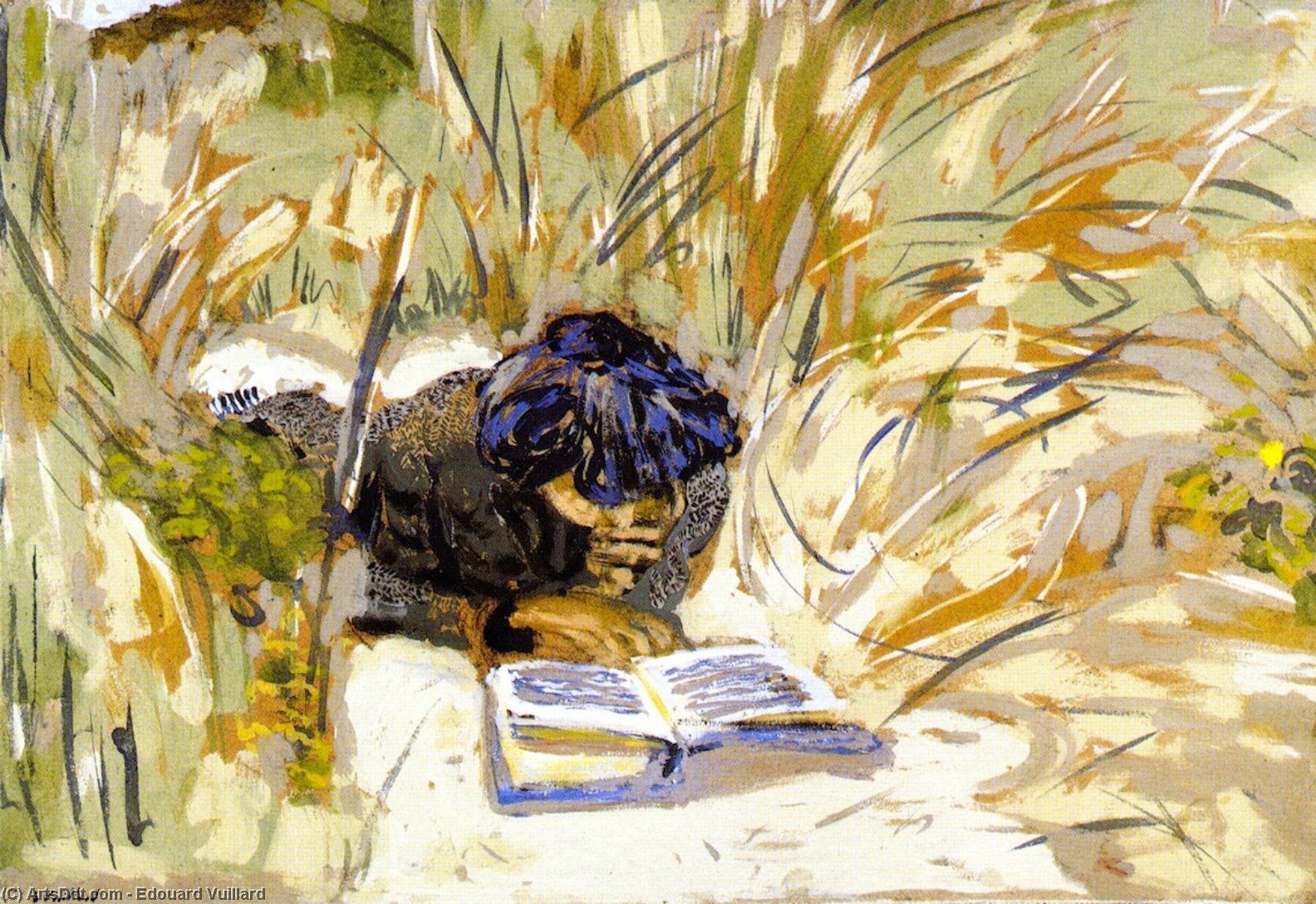 Buy Museum Art Reproductions Woman Reading in the Reads, Saint-Jacut, 1909 by Jean Edouard Vuillard (1868-1940, France) | ArtsDot.com