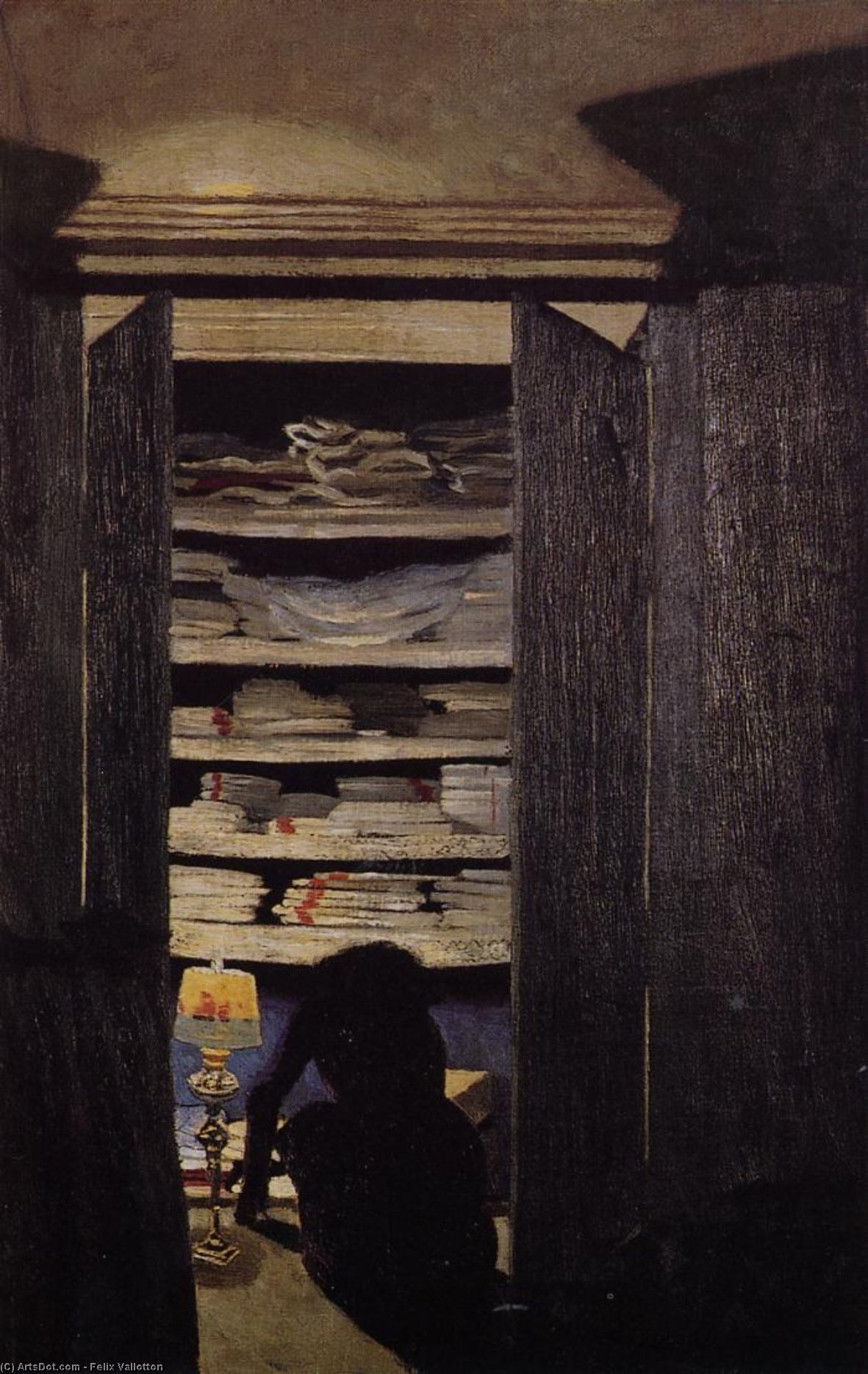 Order Oil Painting Replica Woman Searching through a Cupboard, 1901 by Felix Vallotton (1865-1925, Switzerland) | ArtsDot.com