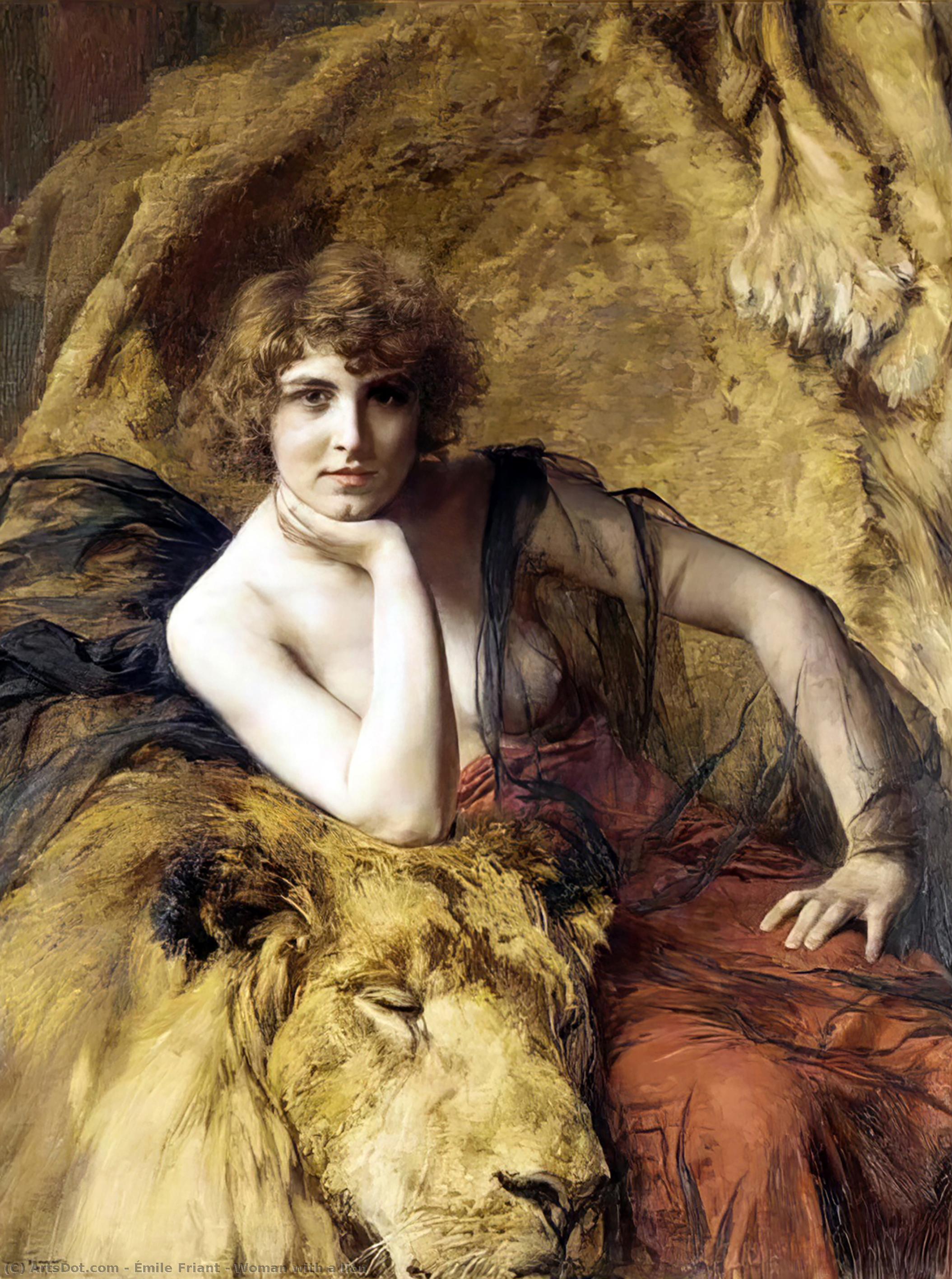 Buy Museum Art Reproductions Woman with a lion, 1919 by Émile Friant (1863-1932, France) | ArtsDot.com