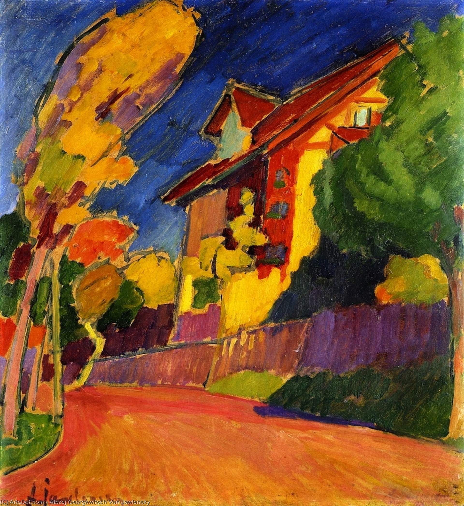 Order Paintings Reproductions The Yellow House, 1909 by Alexej Georgewitsch Von Jawlensky (1864-1941, Russia) | ArtsDot.com