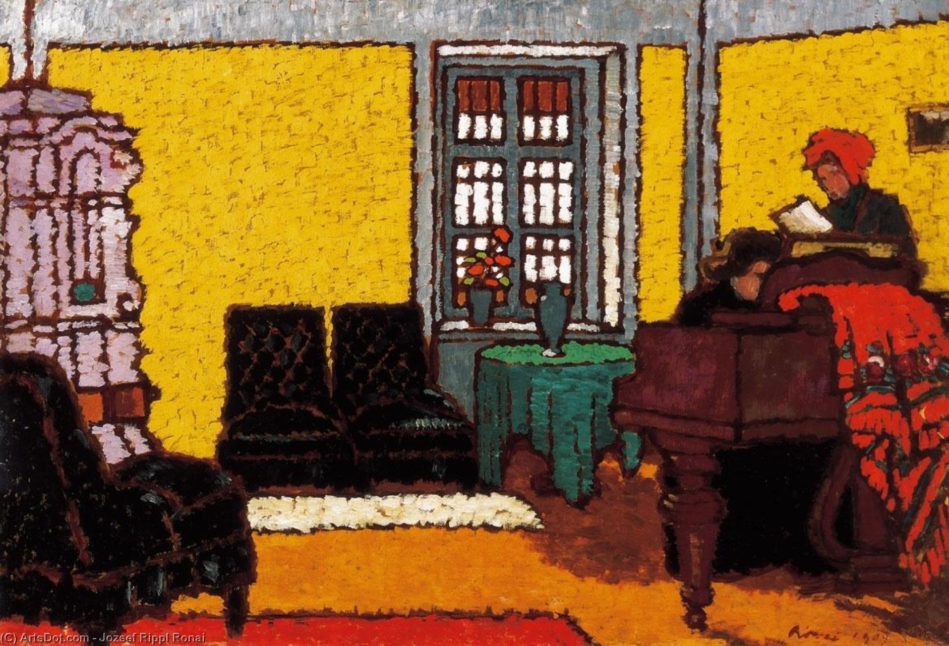 Order Art Reproductions Yellow Piano Room, 1909 by Jozsef Rippl Ronai (1861-1927, Hungary) | ArtsDot.com