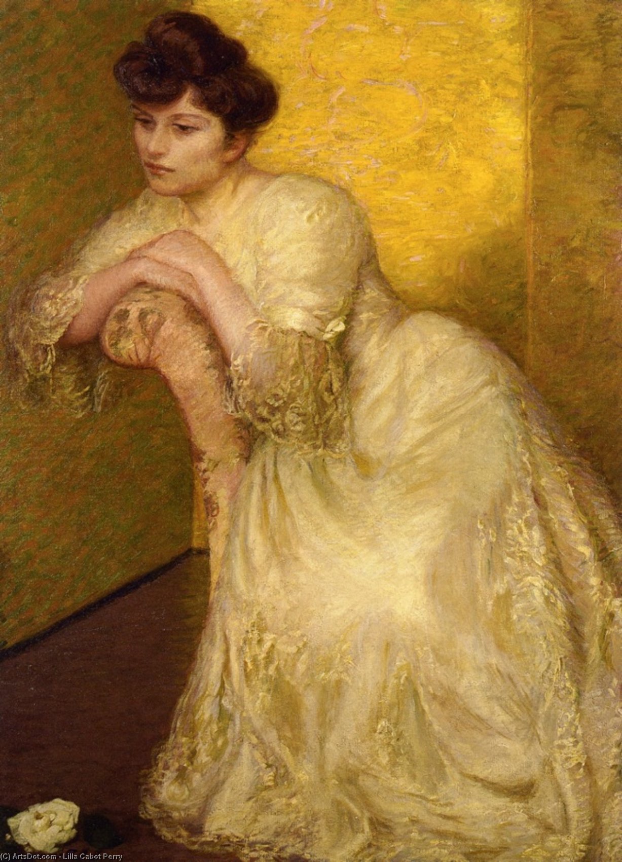 Order Oil Painting Replica The Yellow Screen by Lilla Cabot Perry (1848-1932, United States) | ArtsDot.com
