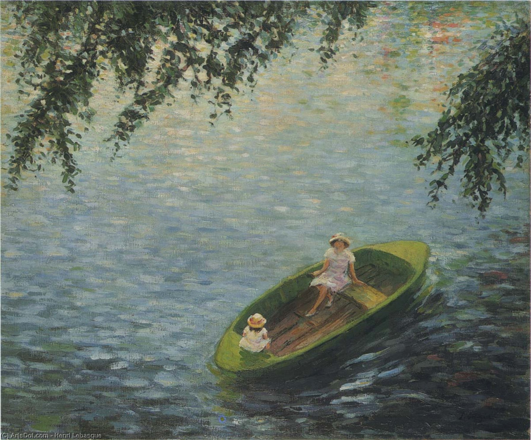 Buy Museum Art Reproductions Young girls in a boat on the Marne by Henri Lebasque (1865-1937, France) | ArtsDot.com