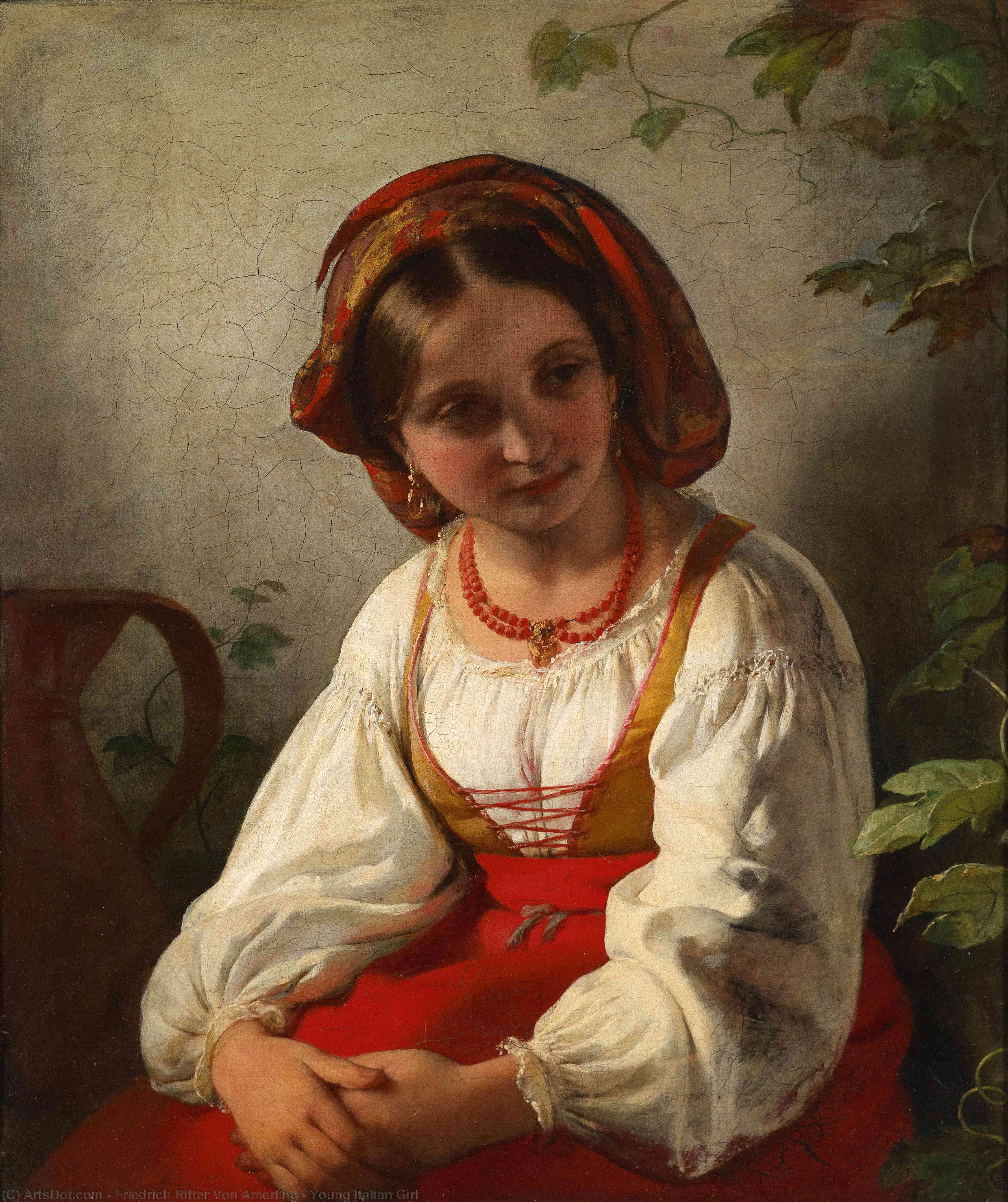 Buy Museum Art Reproductions Young Italian Girl by Friedrich Ritter Von Amerling (1803-1887) | ArtsDot.com