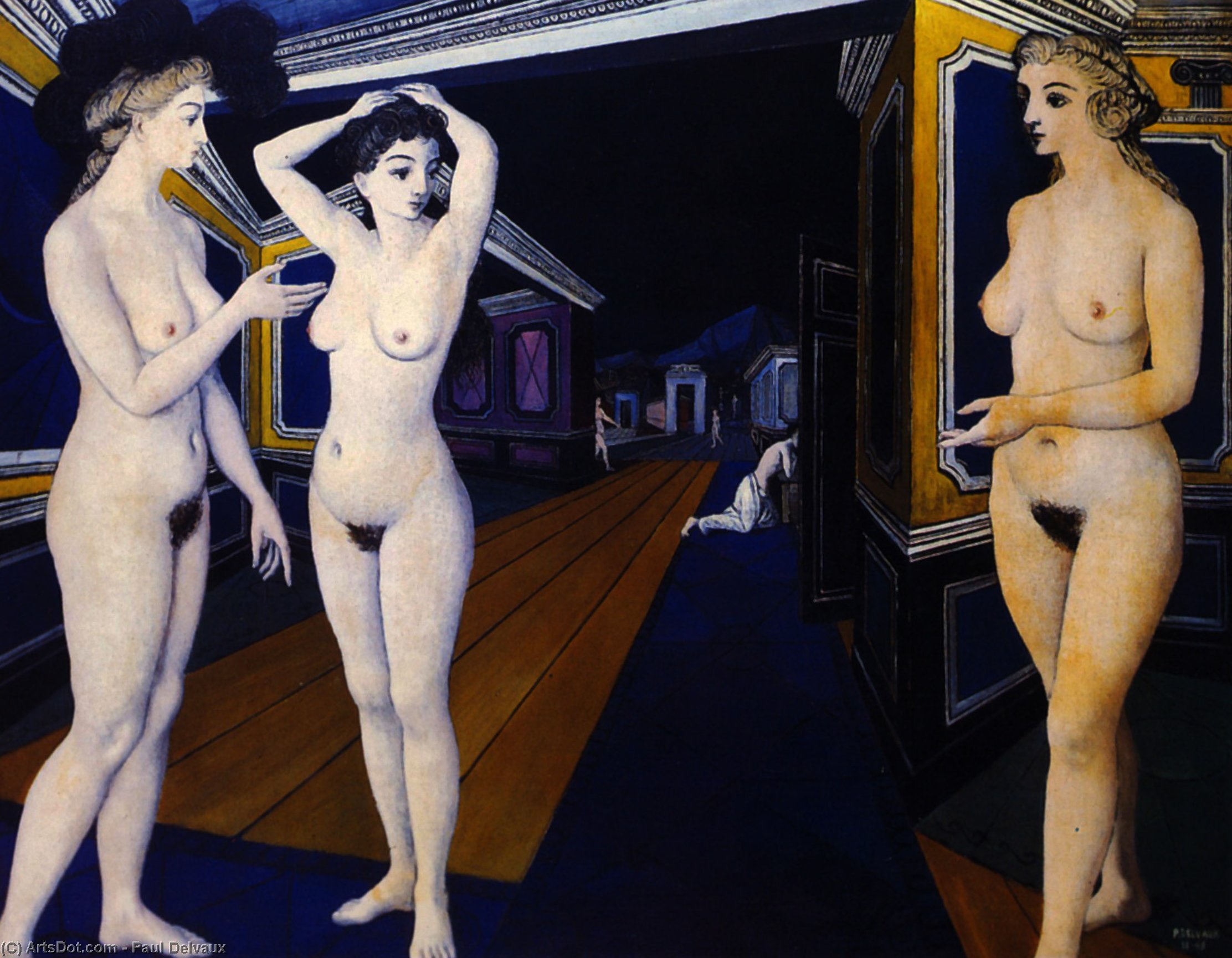 Order Oil Painting Replica The Temptation of Saint Anthony, 1945 by Paul Delvaux (Inspired By) (1897-1994, Belgium) | ArtsDot.com