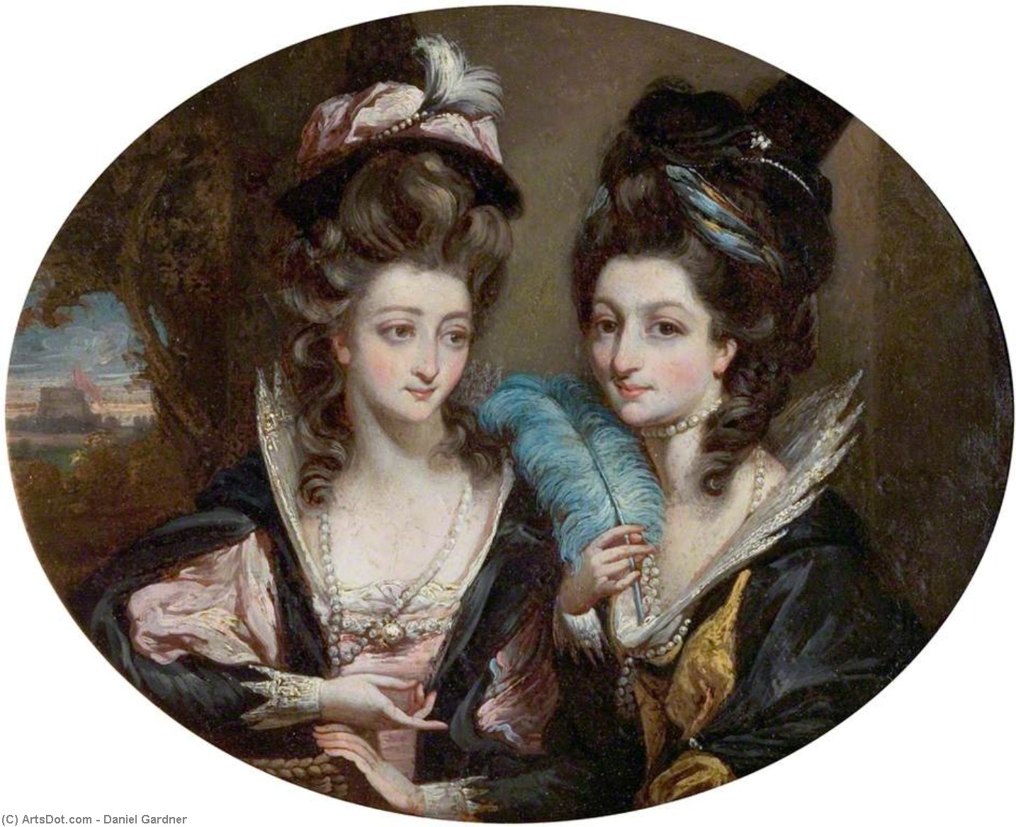 Buy Museum Art Reproductions Mrs Gwynne And Mrs Bunbury As The Merry Wives Of Windsor by Daniel Gardner (1750-1805, United Kingdom) | ArtsDot.com