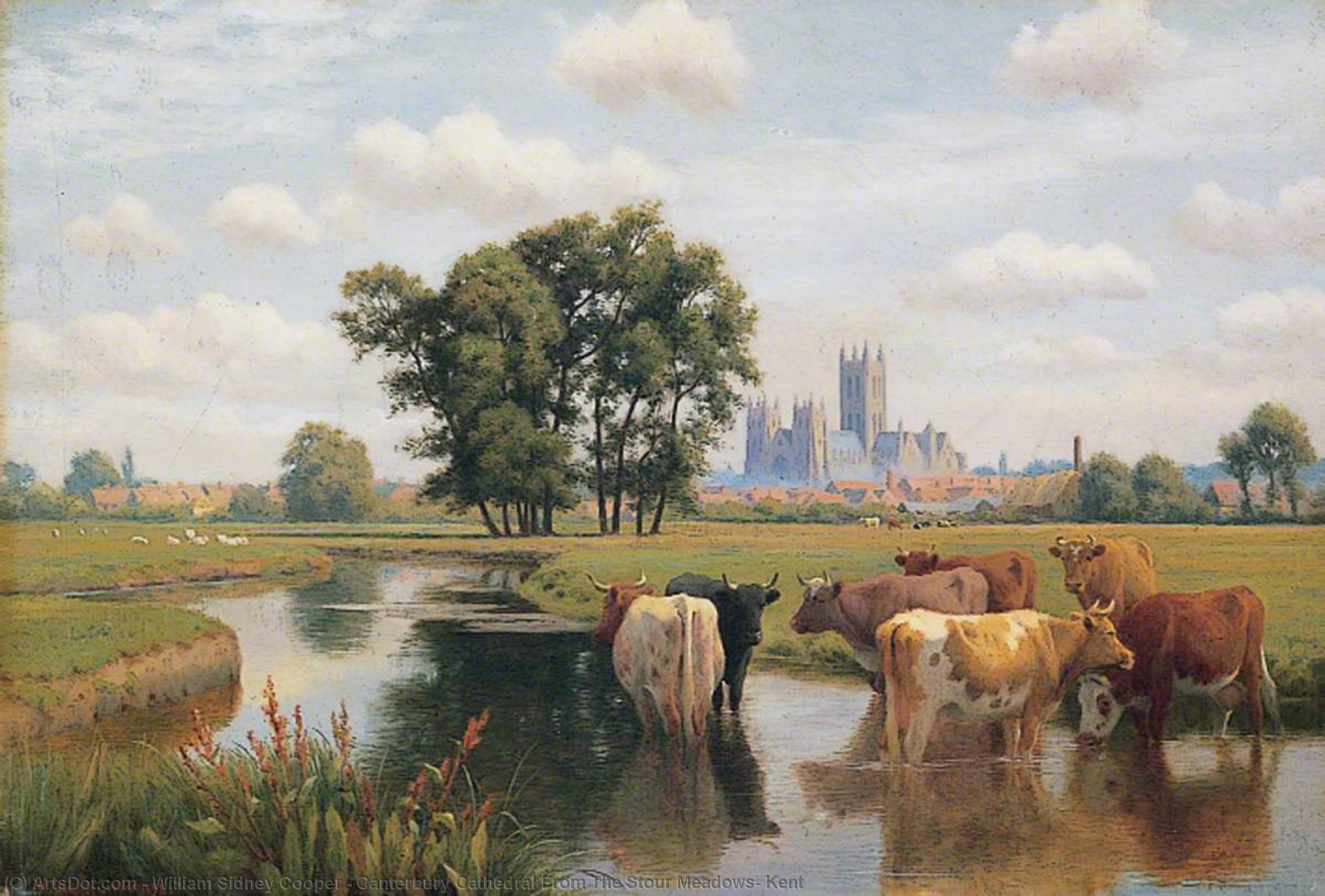 Order Artwork Replica Canterbury Cathedral From The Stour Meadows, Kent by William Sidney Cooper (1854-1927) | ArtsDot.com