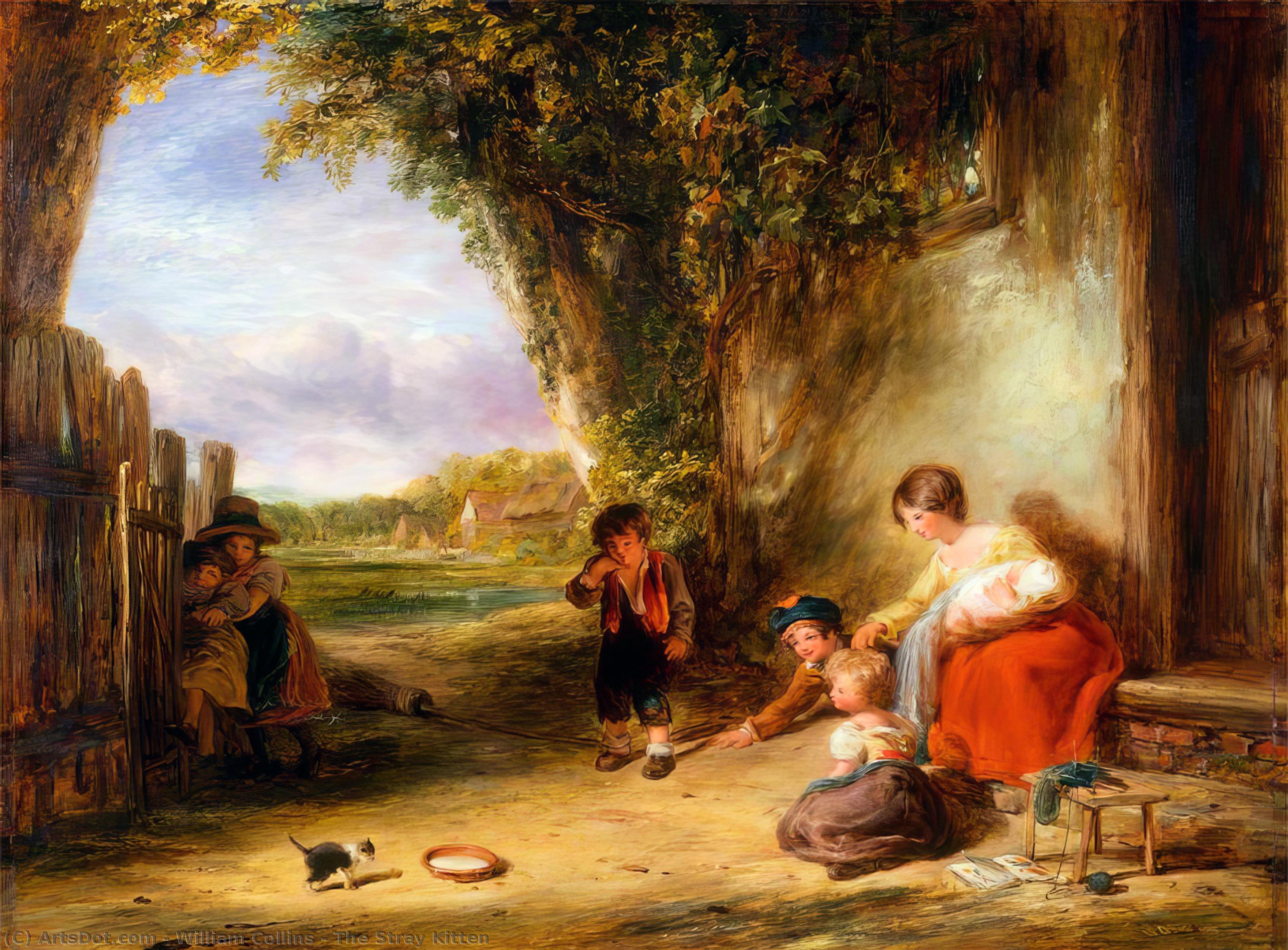 Buy Museum Art Reproductions The Stray Kitten by William Collins (1824-1889, United Kingdom) | ArtsDot.com