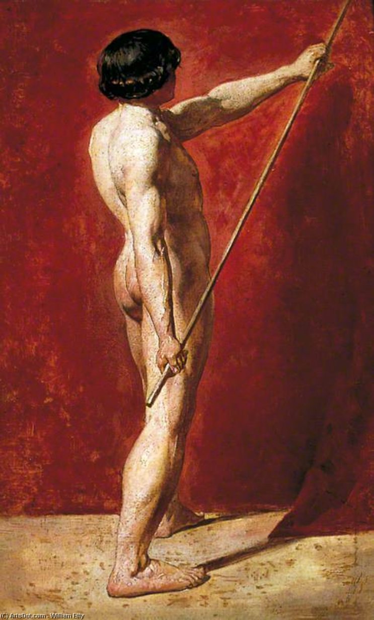 Buy Museum Art Reproductions Male Nude With Staff by William Etty (1787-1849, United Kingdom) | ArtsDot.com