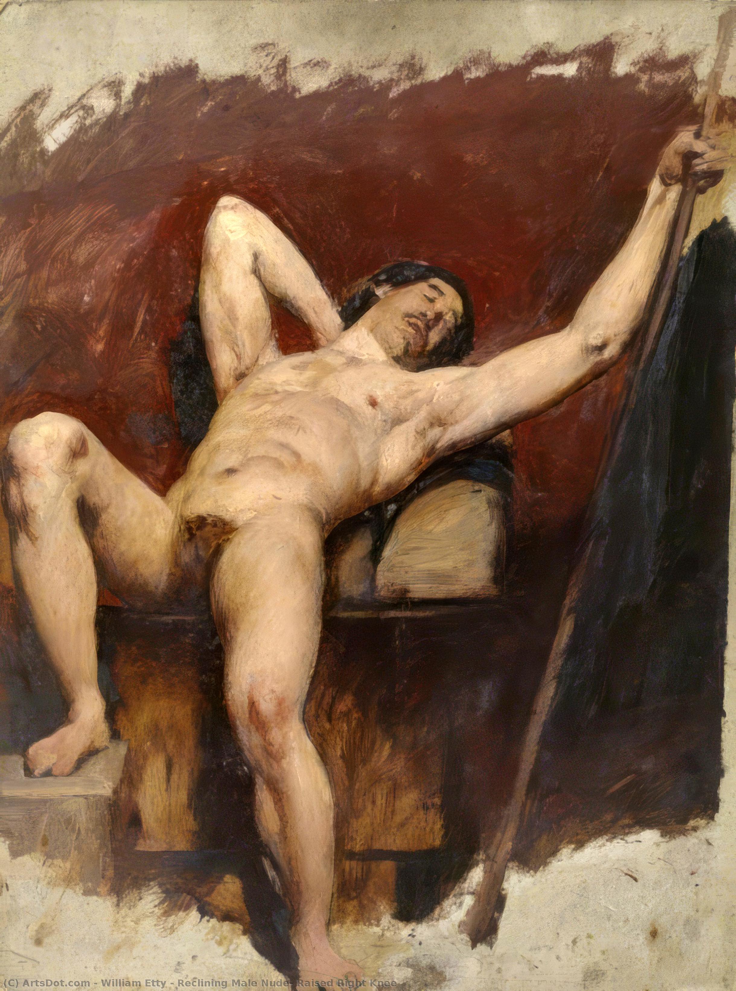 Order Art Reproductions Reclining Male Nude, Raised Right Knee by William Etty (1787-1849, United Kingdom) | ArtsDot.com