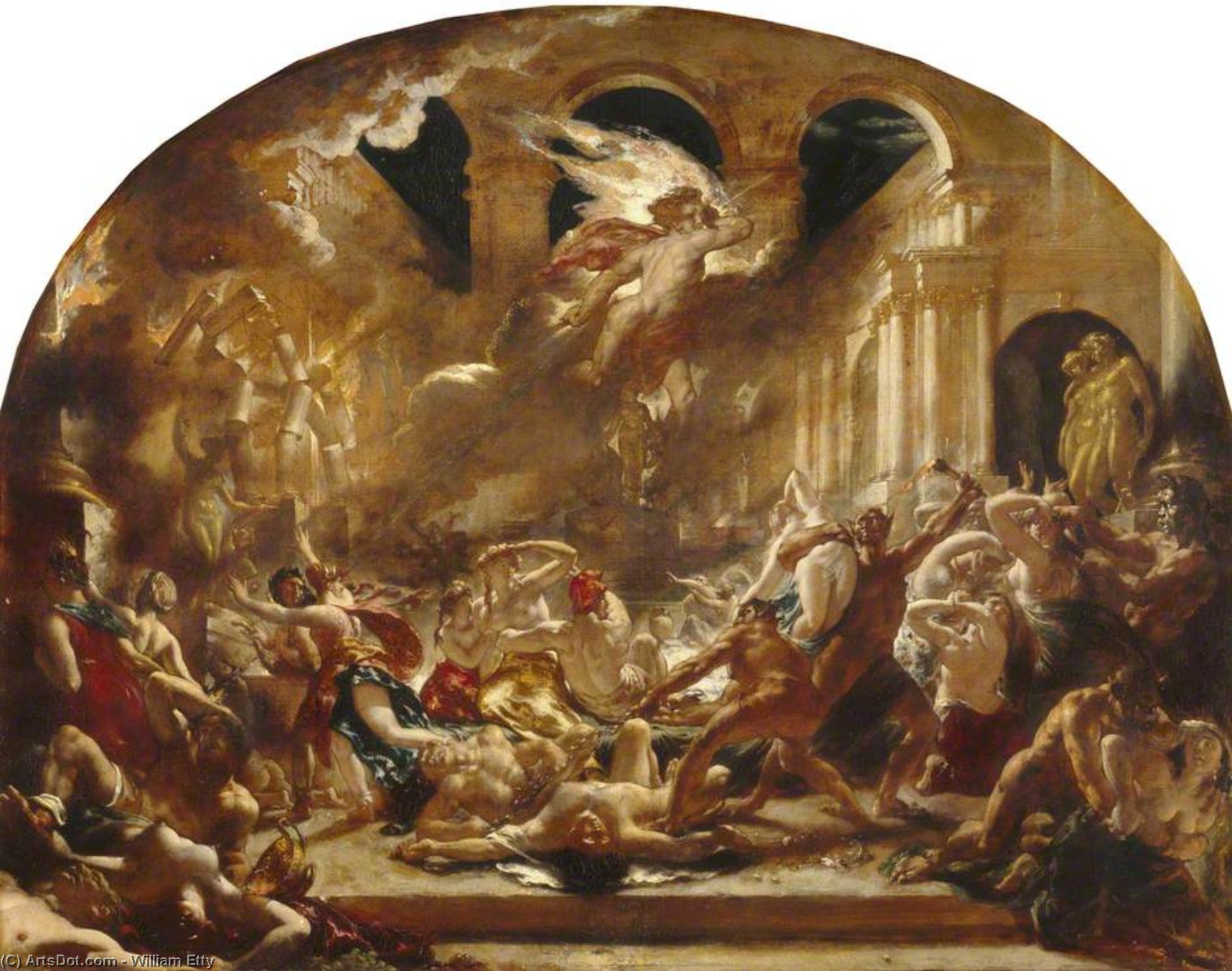 Buy Museum Art Reproductions The Destroying Angel And Daemons Of Evil Interrupting The Orgies Of The Vicious And Intemperate by William Etty (1787-1849, United Kingdom) | ArtsDot.com