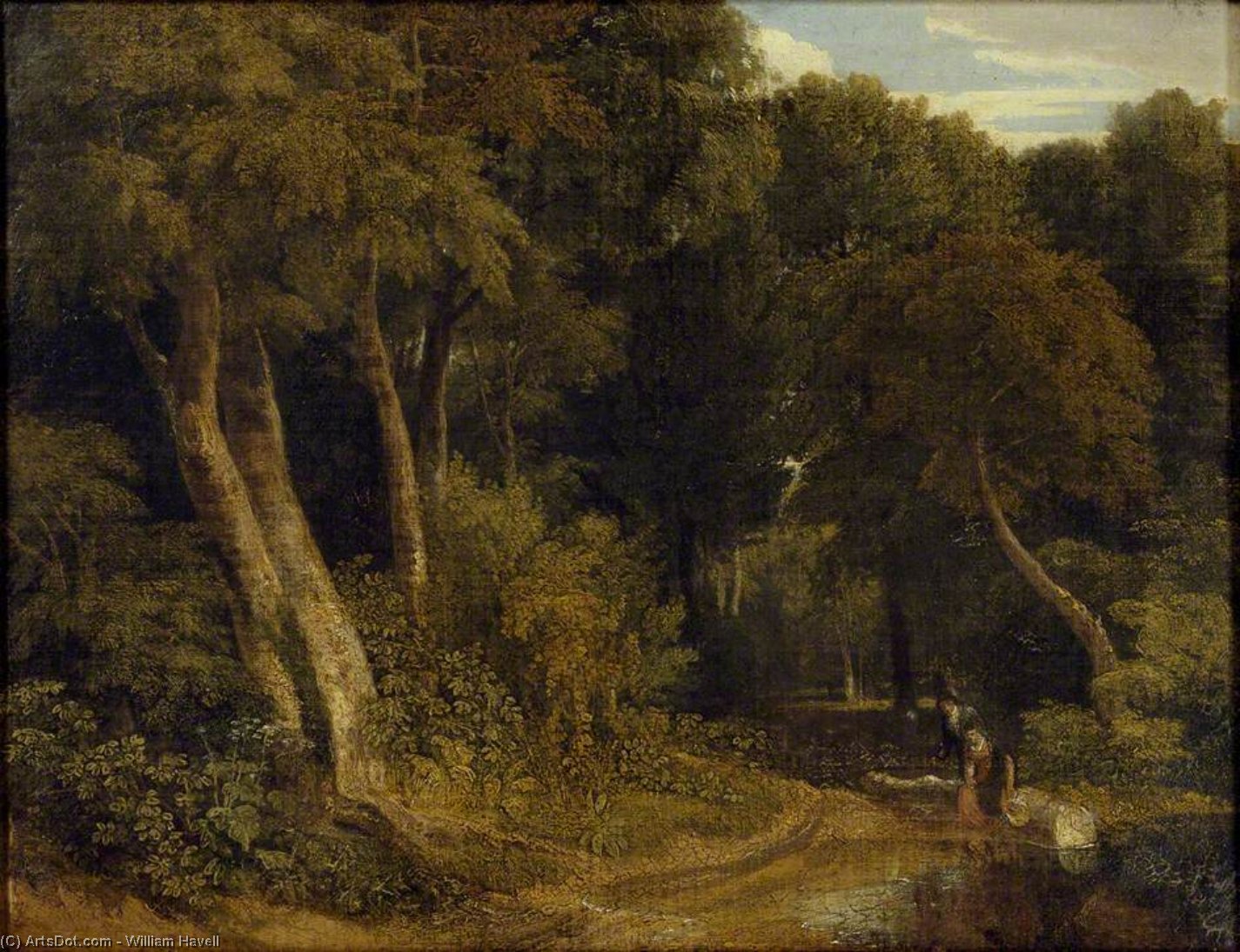 Order Oil Painting Replica Wooded Landscape With Sheep by William Havell (1782-1857, United Kingdom) | ArtsDot.com