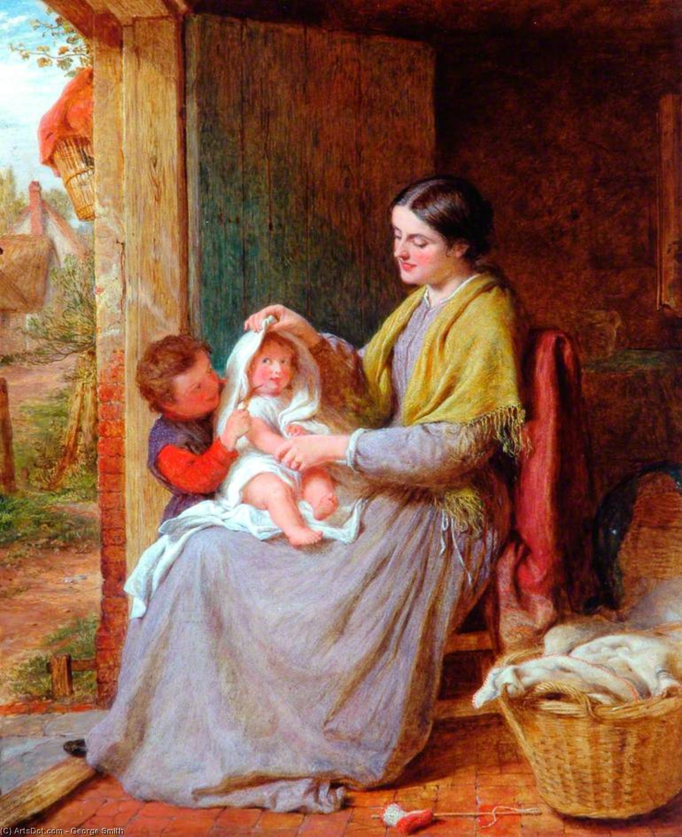 Buy Museum Art Reproductions Playing With Baby by George Smith (1713-1776, United Kingdom) | ArtsDot.com