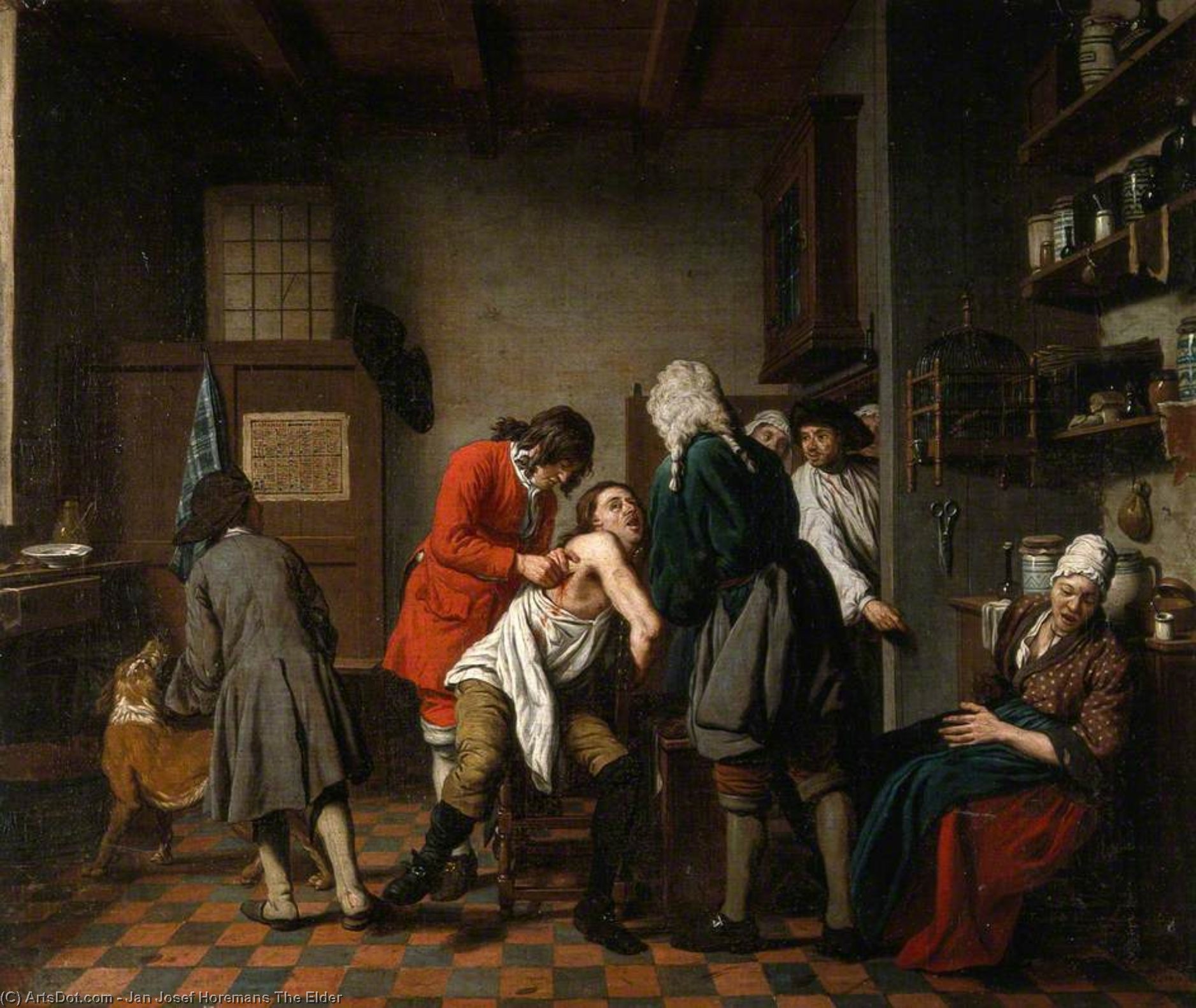 Buy Museum Art Reproductions Nterior With A Surgeon And His Apprentice Attending To A Patient by Jan Josef Horemans The Elder (1682-1759, Belgium) | ArtsDot.com