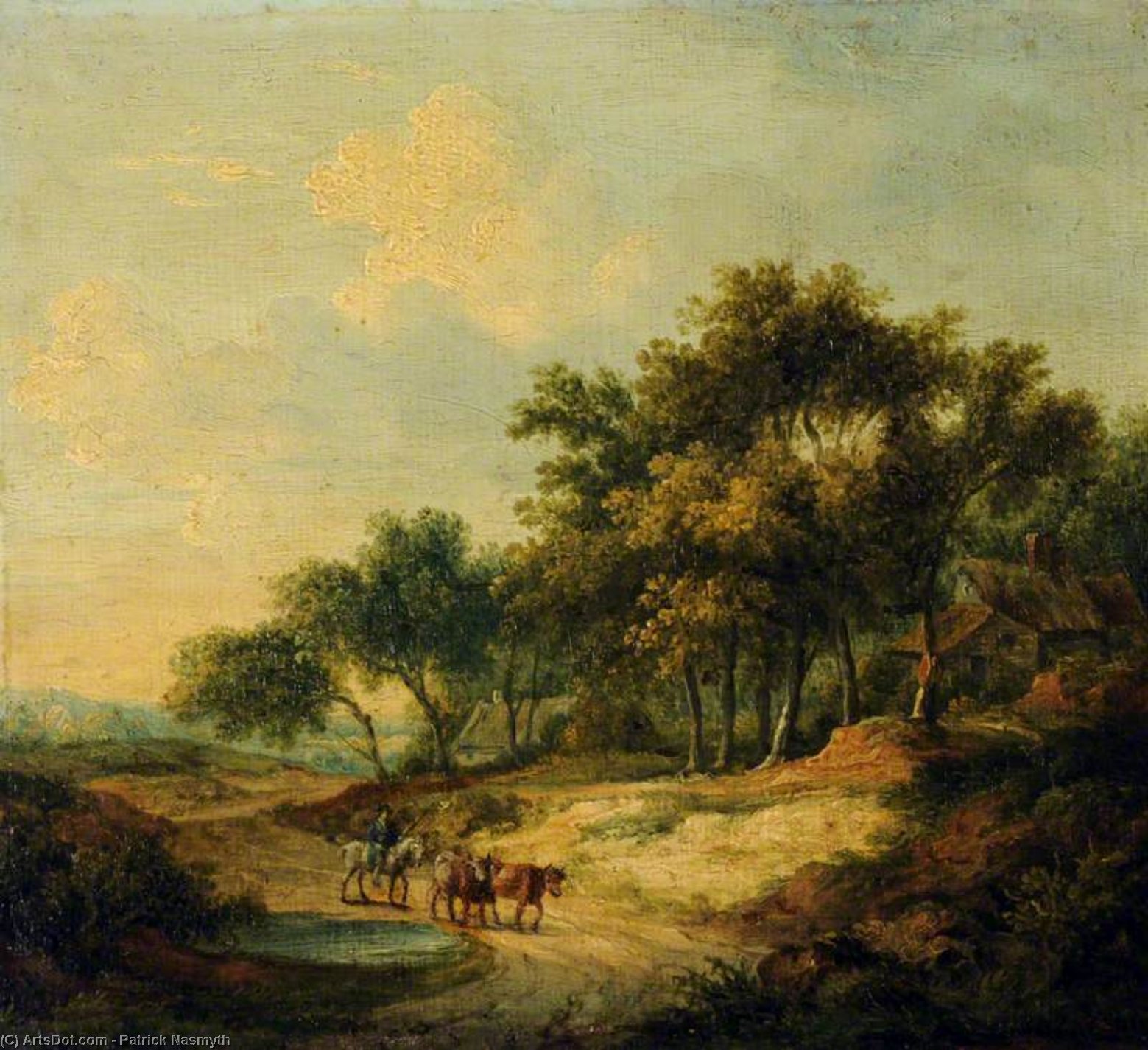 Buy Museum Art Reproductions Landscape With A Figure On Horseback And Cattle by Patrick Nasmyth (1787-1831, United Kingdom) | ArtsDot.com