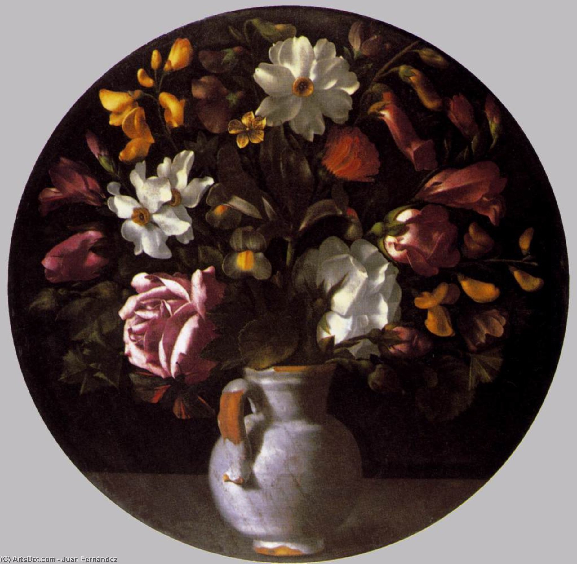 Order Oil Painting Replica Vase Of Flowers by Juan Fernández | ArtsDot.com