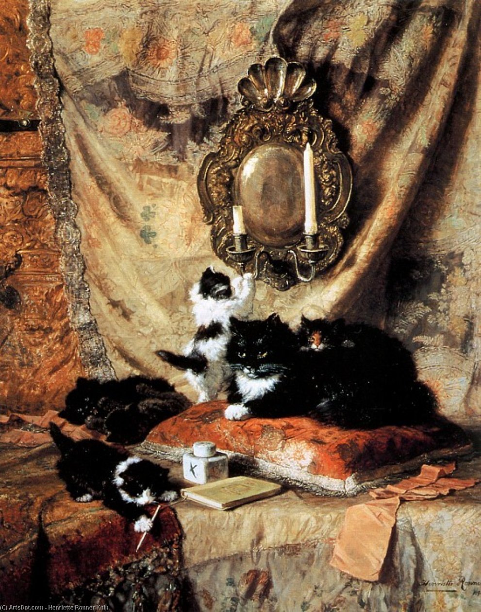 Buy Museum Art Reproductions Work Rest And Play by Henriette Ronner Knip (1821-1909, Netherlands) | ArtsDot.com