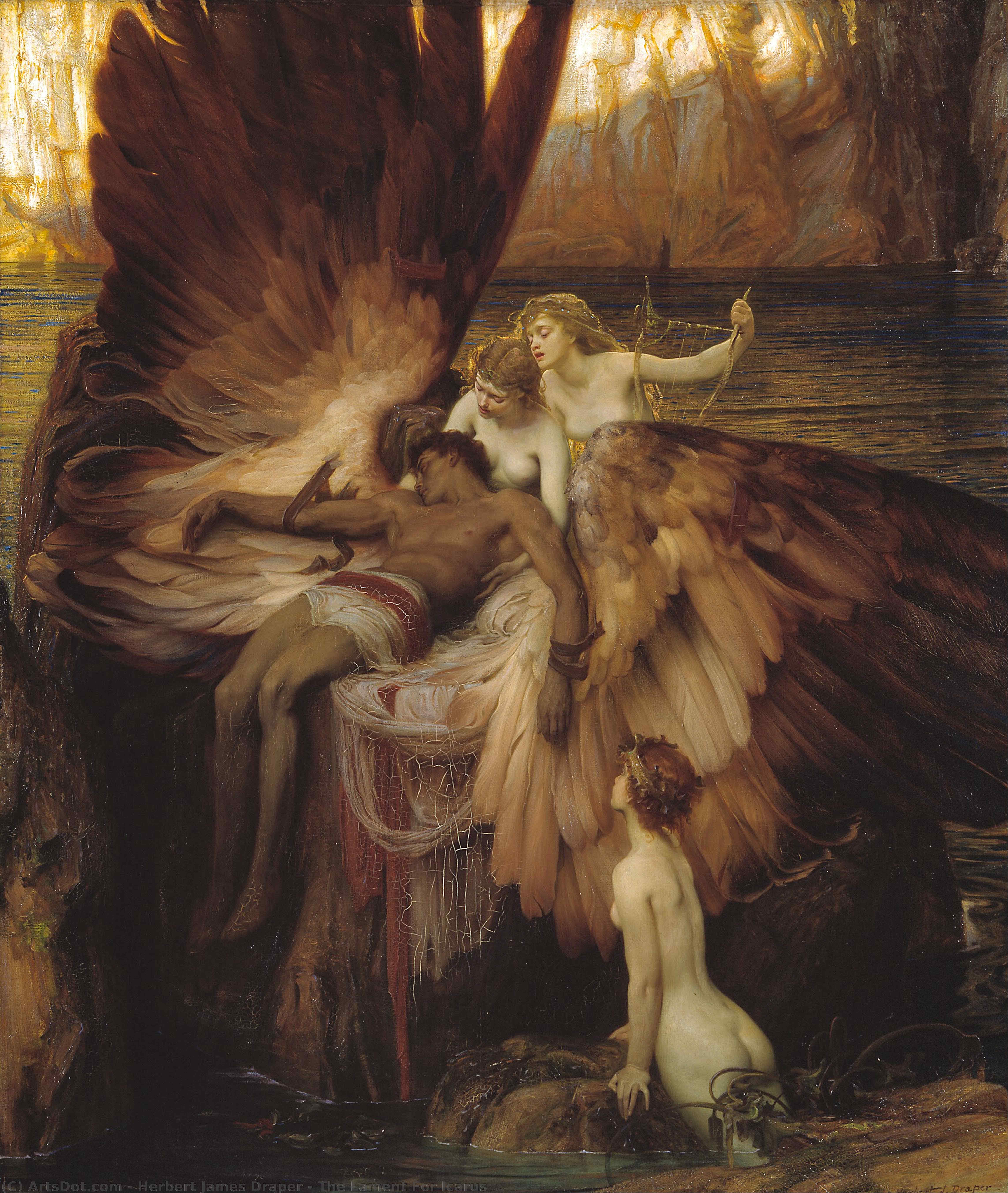 Order Oil Painting Replica The Lament For Icarus by Herbert James Draper (1863-1920, United Kingdom) | ArtsDot.com