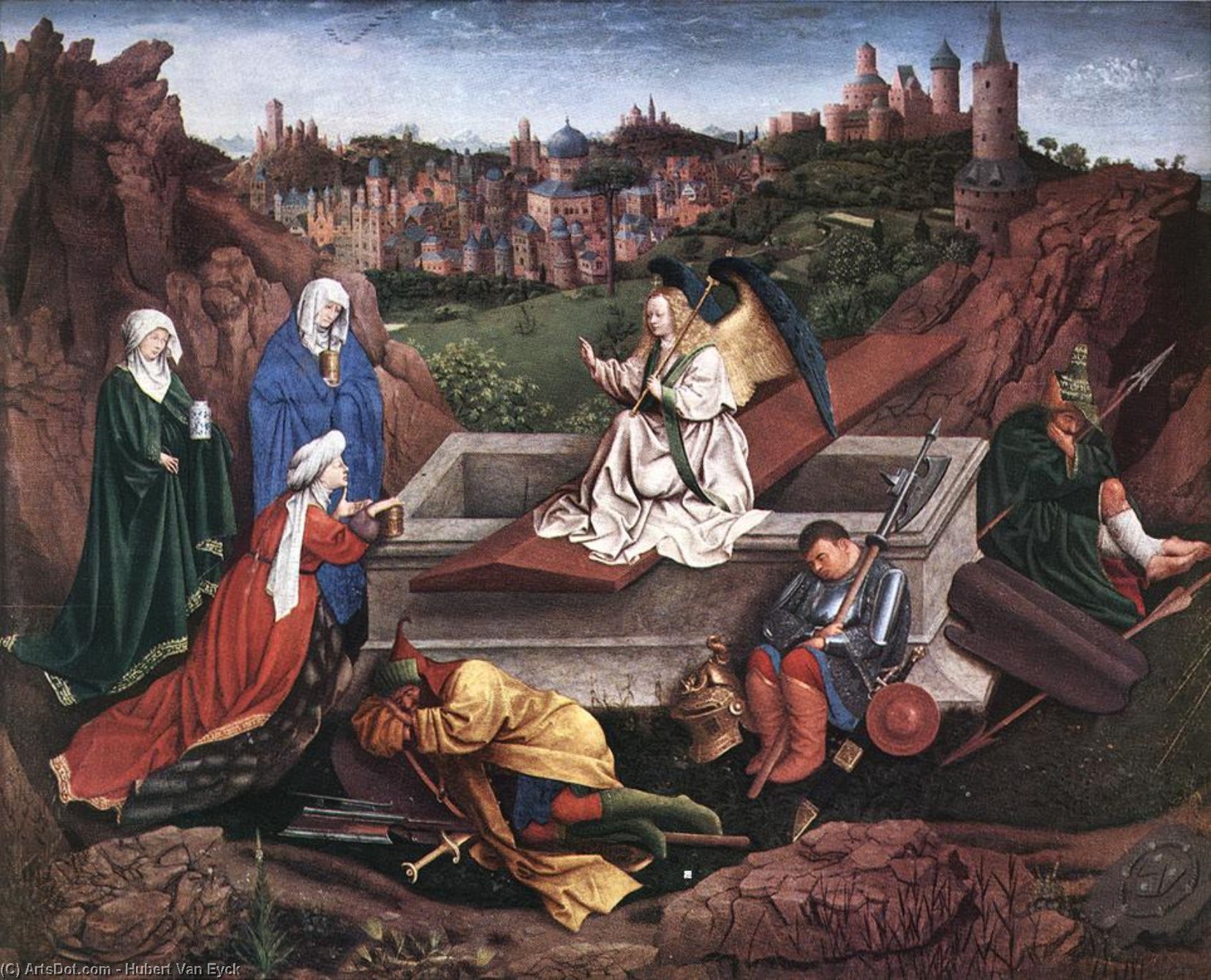 Order Oil Painting Replica The Three Marys At The Tomb by Hubert Van Eyck (1370-1426, Belgium) | ArtsDot.com