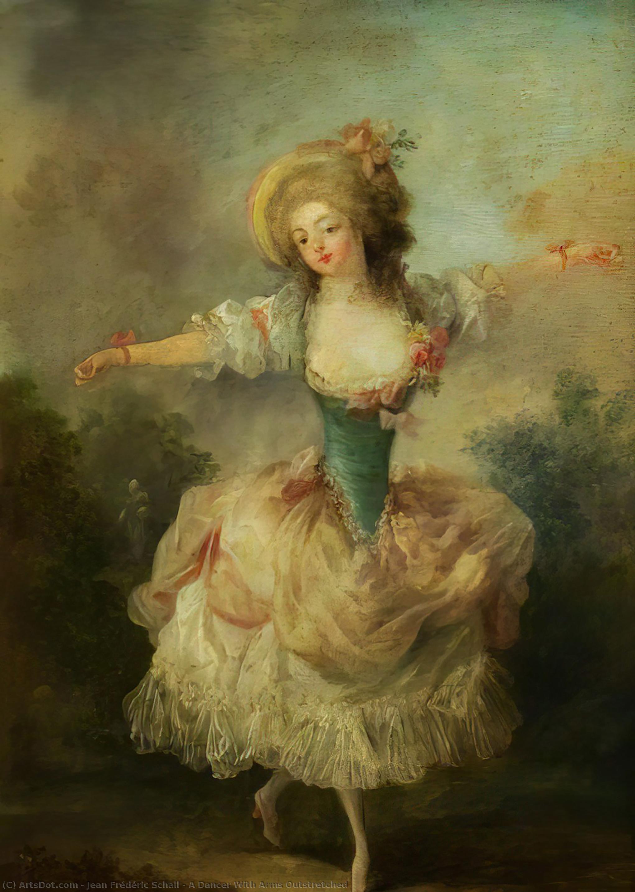 Order Oil Painting Replica A Dancer With Arms Outstretched by Jean Frédéric Schall (1752-1825, France) | ArtsDot.com