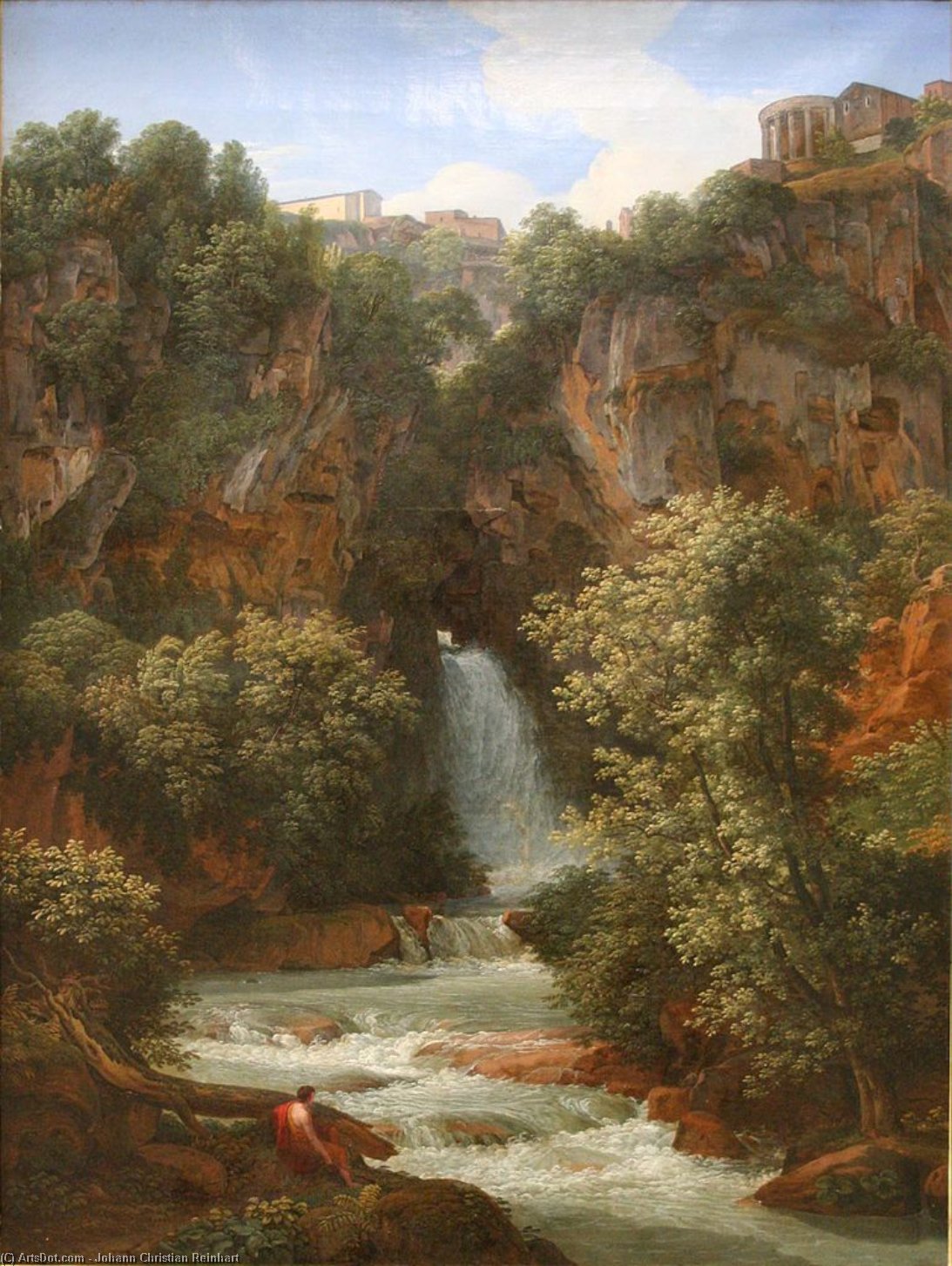 Order Oil Painting Replica Vue De La Grotte Des Sirènes À Tivoli by Johann Christian Reinhart (1761-1847, Germany) | ArtsDot.com