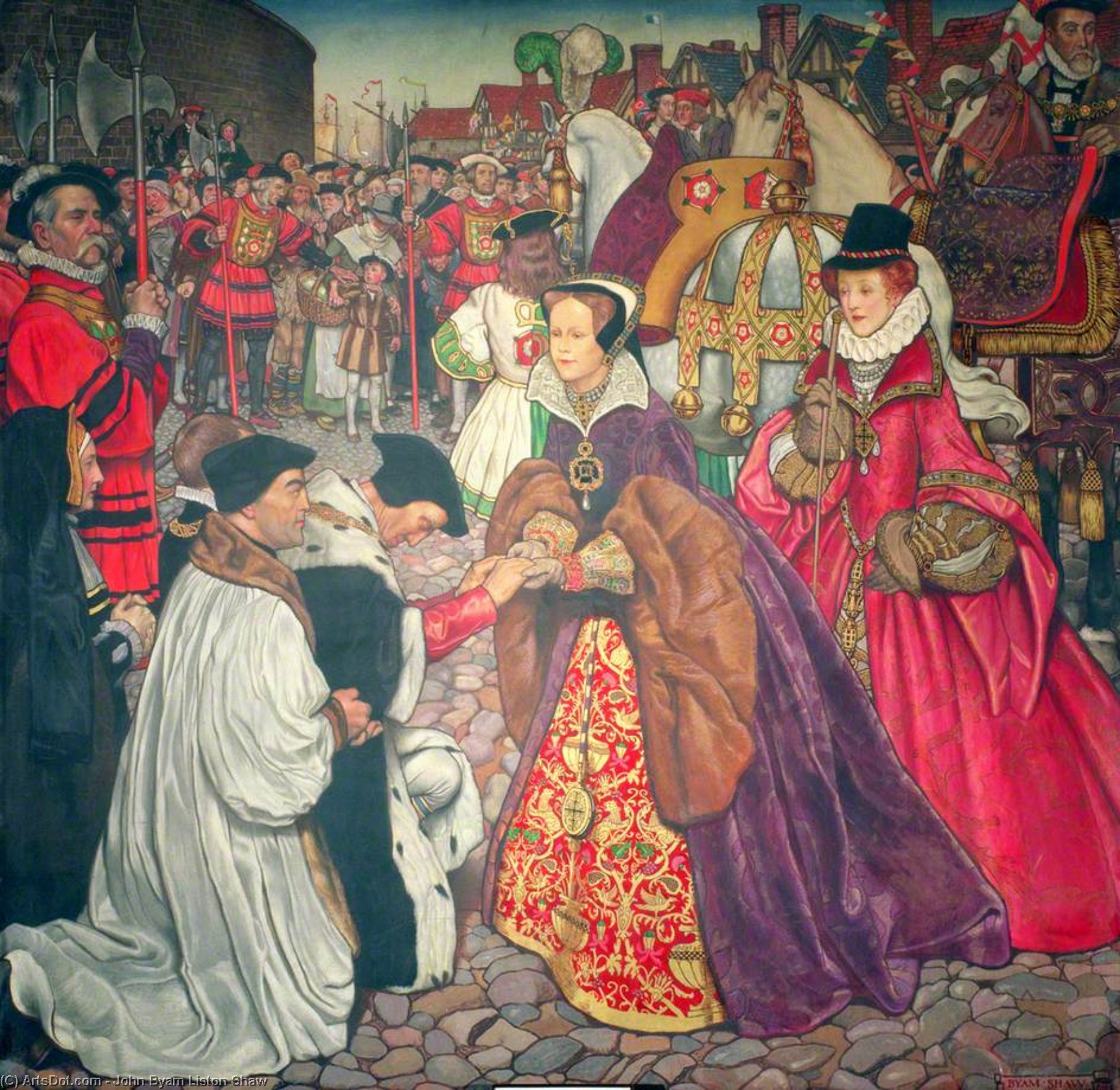 Buy Museum Art Reproductions The Entrance Of Mary I With Princess Elizabeth Into London by John Byam Liston Shaw (1872-1919, India) | ArtsDot.com