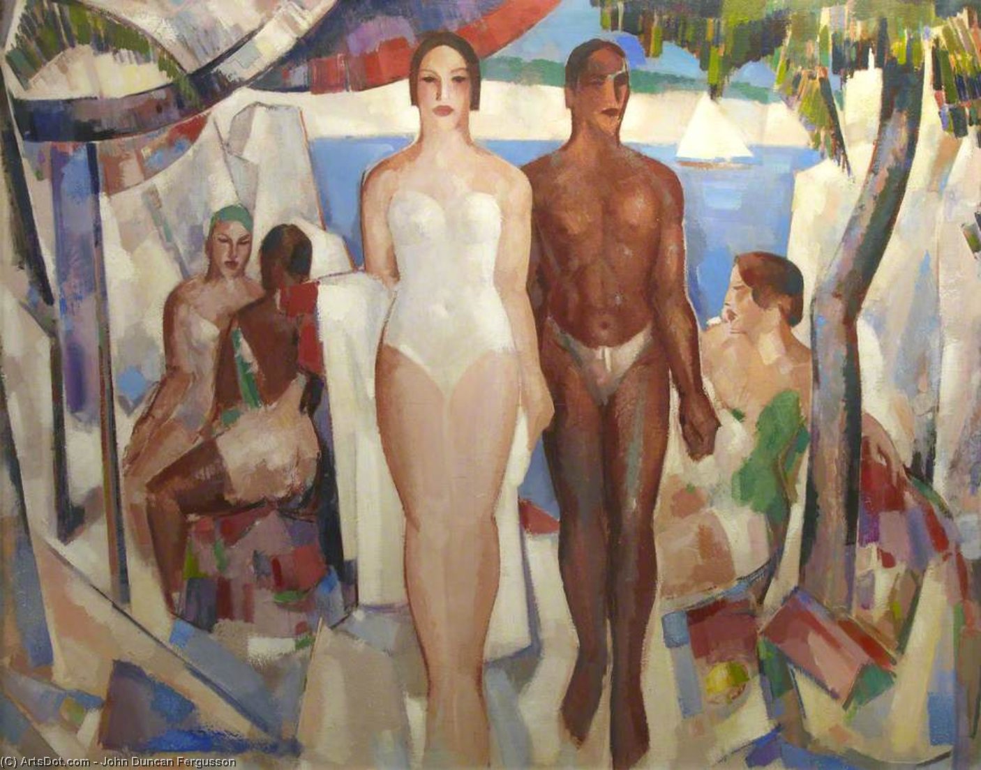 Buy Museum Art Reproductions Bathers - Noon by John Duncan Fergusson (Inspired By) (1874-1961, Scotland) | ArtsDot.com