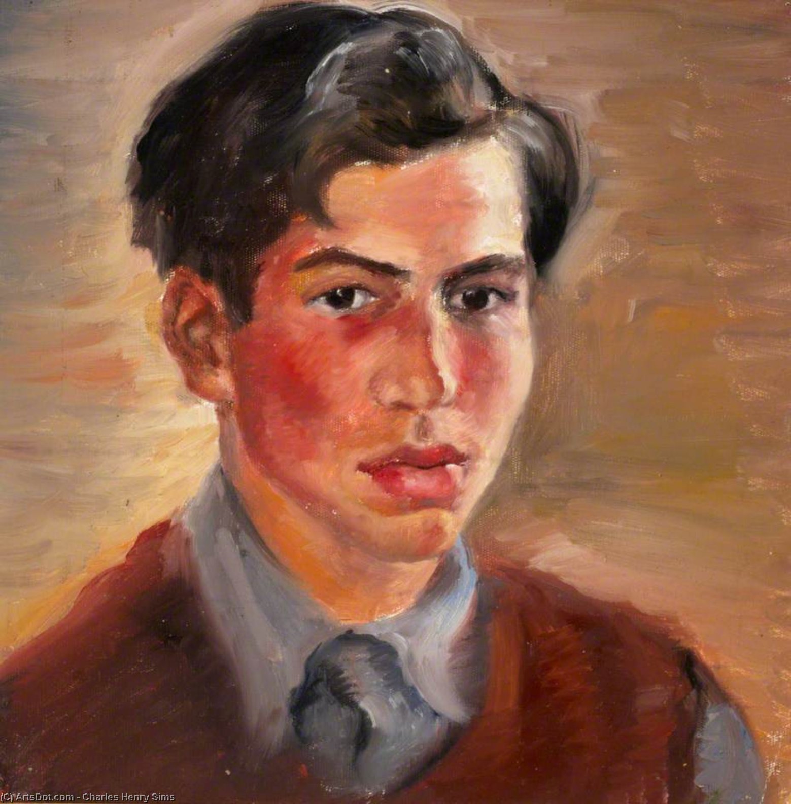 Order Paintings Reproductions Portrait Of A Young Man by Charles Henry Sims (1873-1928, United Kingdom) | ArtsDot.com