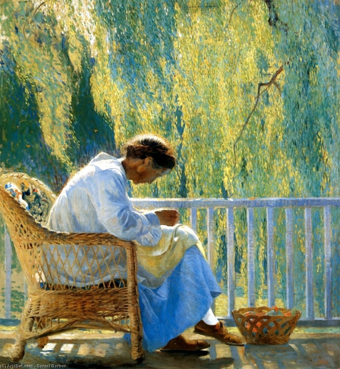 Order Oil Painting Replica Praying In Morning by Daniel Garber (Inspired By) (1880-1958, United States) | ArtsDot.com