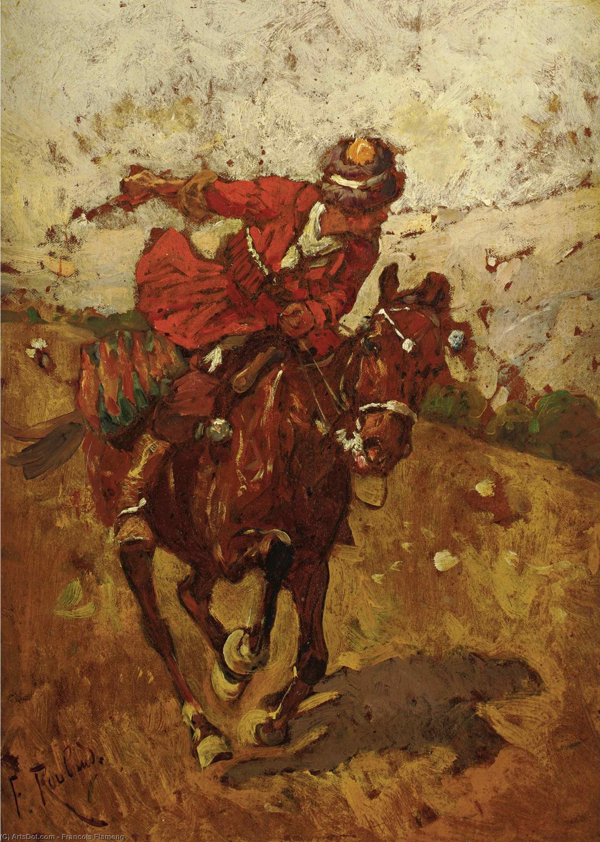 Order Oil Painting Replica Cossack Horsemen by Francois Flameng (1856-1923, France) | ArtsDot.com