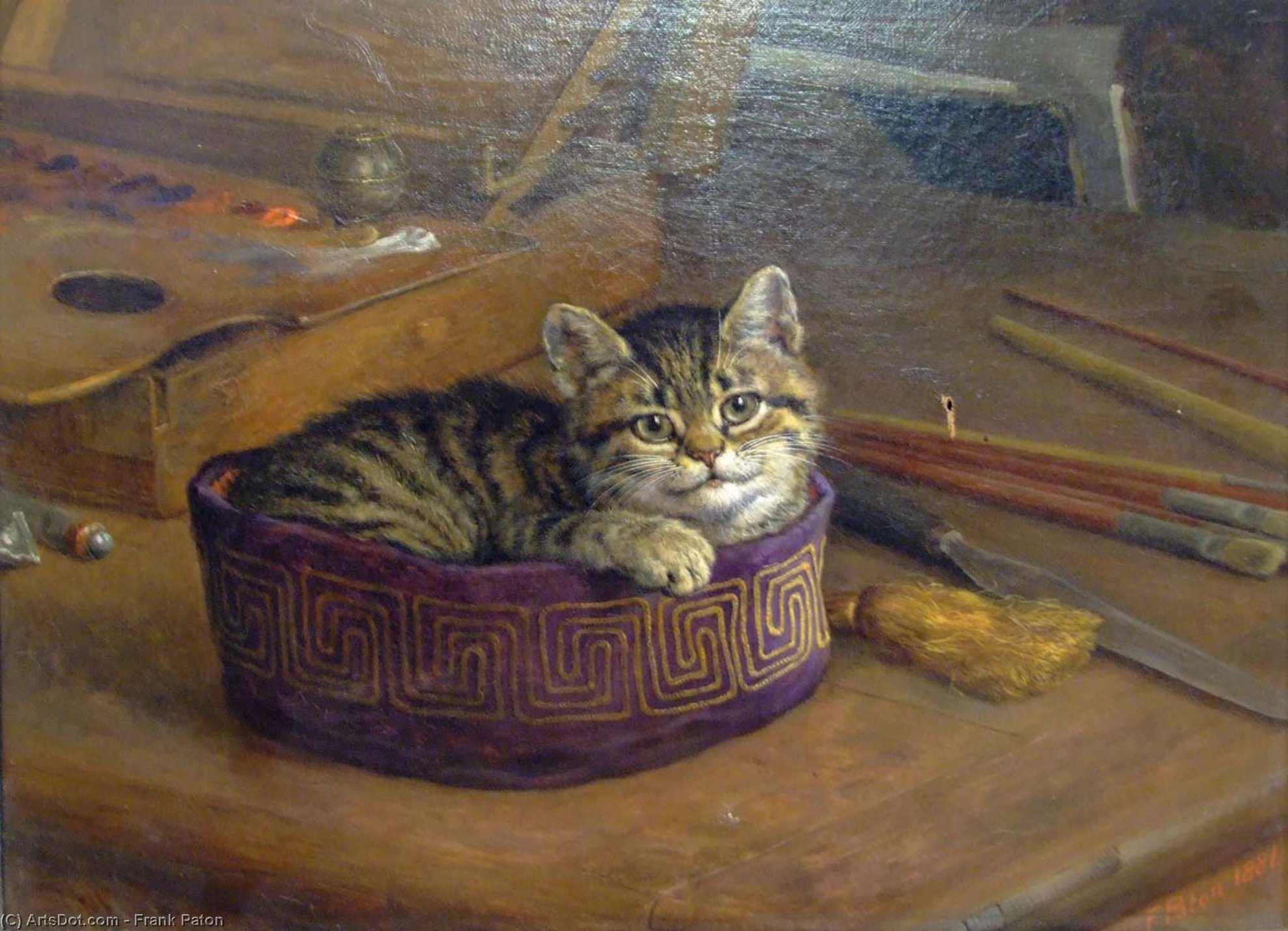 Order Oil Painting Replica Study Of A Cat by Frank Paton (1855-1909, United Kingdom) | ArtsDot.com