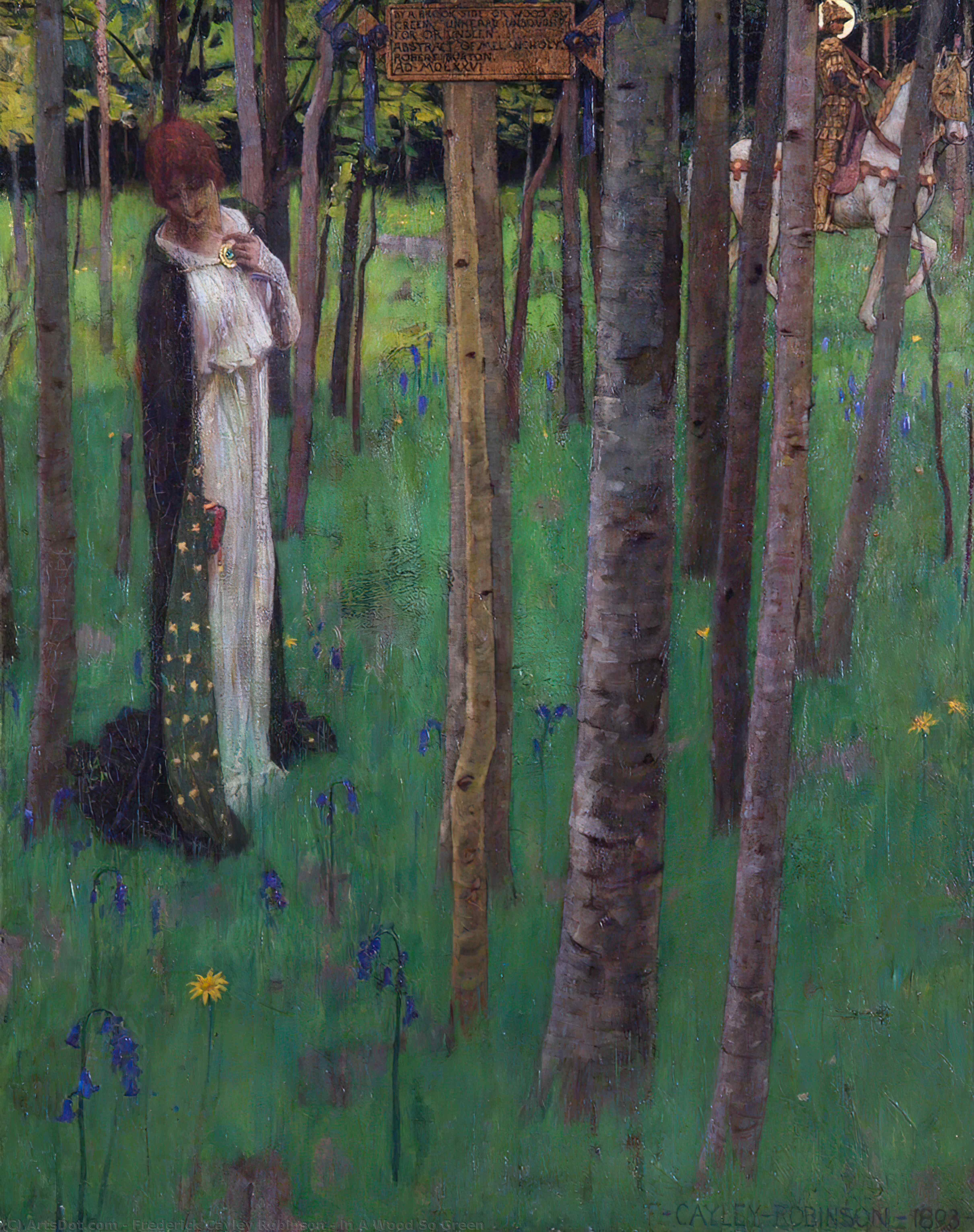 Order Oil Painting Replica In A Wood So Green by Frederick Cayley Robinson (1862-1927, United Kingdom) | ArtsDot.com