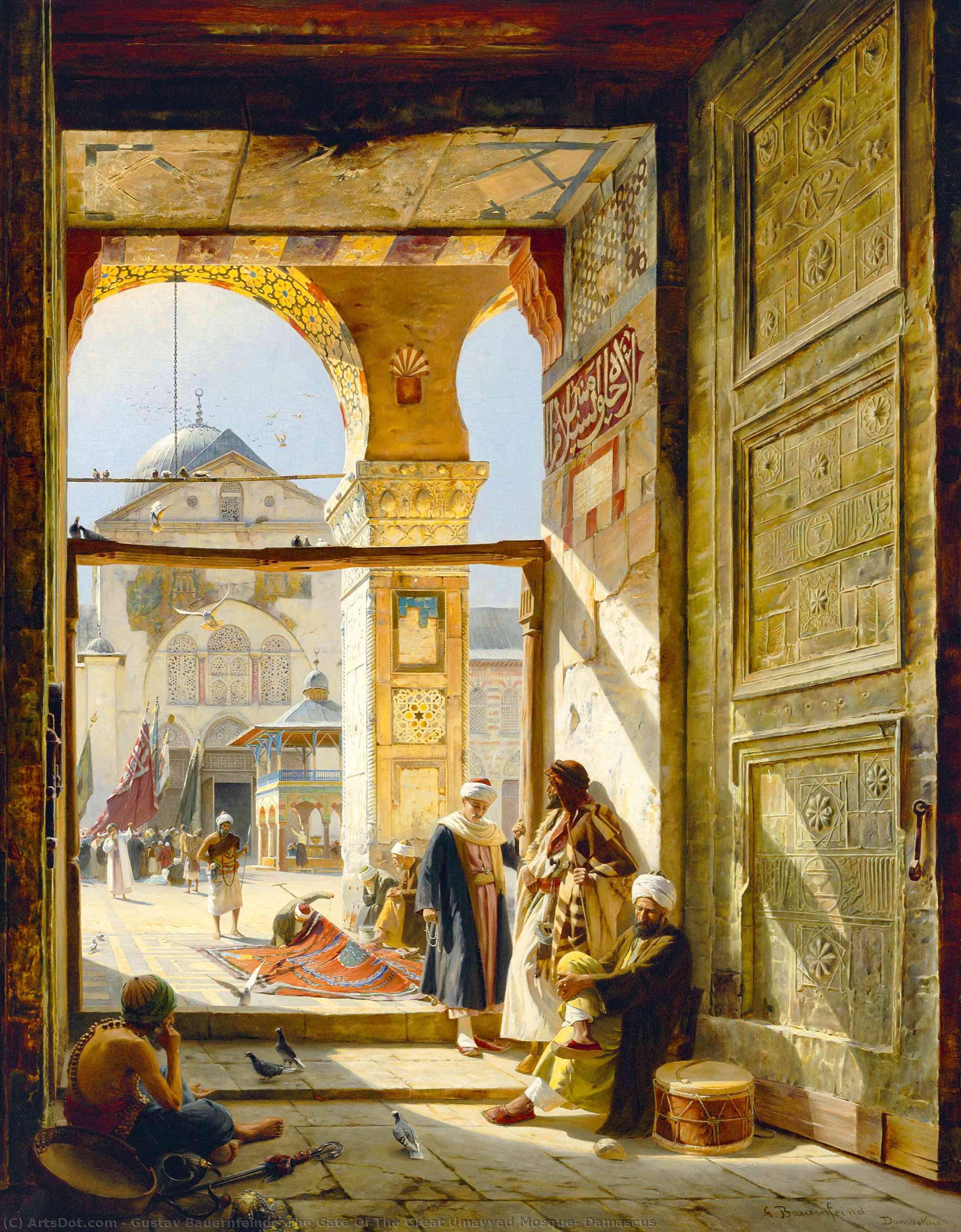 Buy Museum Art Reproductions The Gate Of The Great Umayyad Mosque, Damascus by Gustav Bauernfeind (1848-1904, Germany) | ArtsDot.com