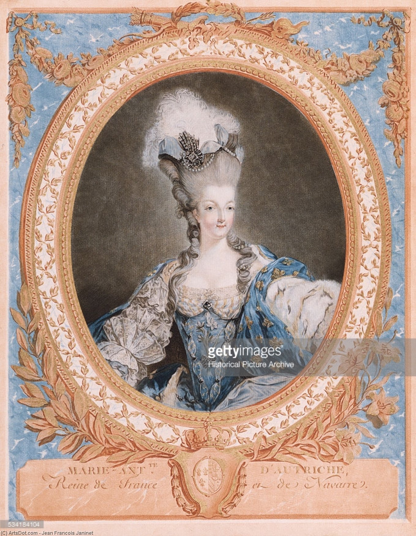 Order Paintings Reproductions Portrait Of Marie-antoinette by Jean Francois Janinet (1752-1814, France) | ArtsDot.com