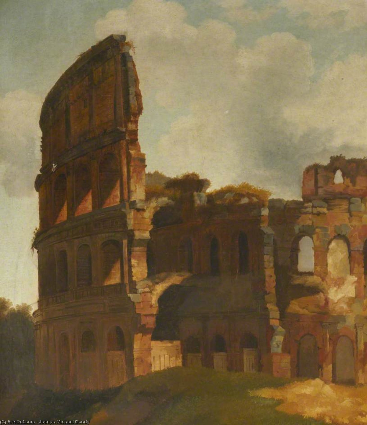 Order Paintings Reproductions The Colosseum, Rome, Before The Broken Exterior Wall Had Been Supported by Joseph Michael Gandy (1771-1843, United Kingdom) | ArtsDot.com