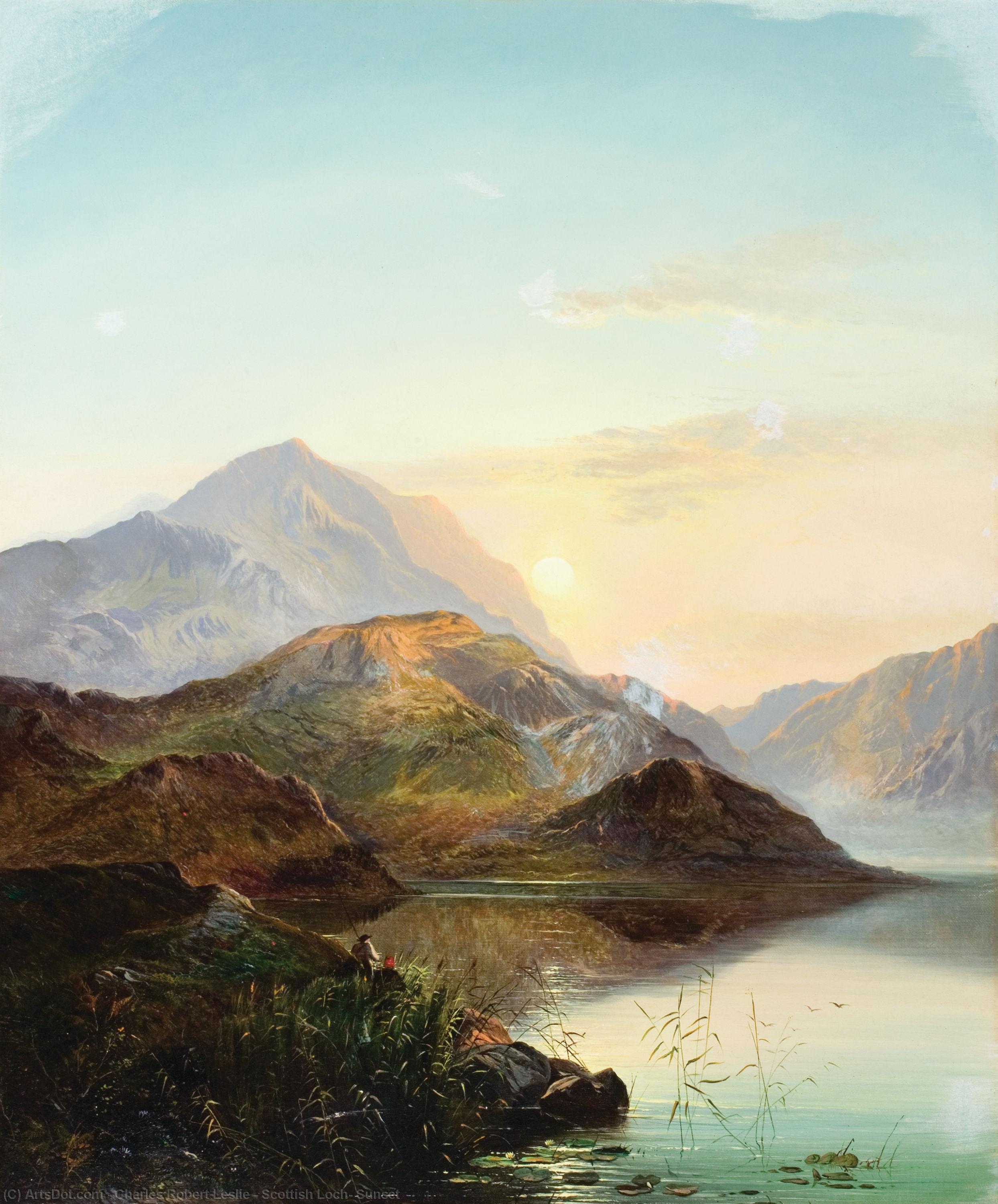Buy Museum Art Reproductions Scottish Loch, Sunset by Charles Robert Leslie (1794-1859, United Kingdom) | ArtsDot.com