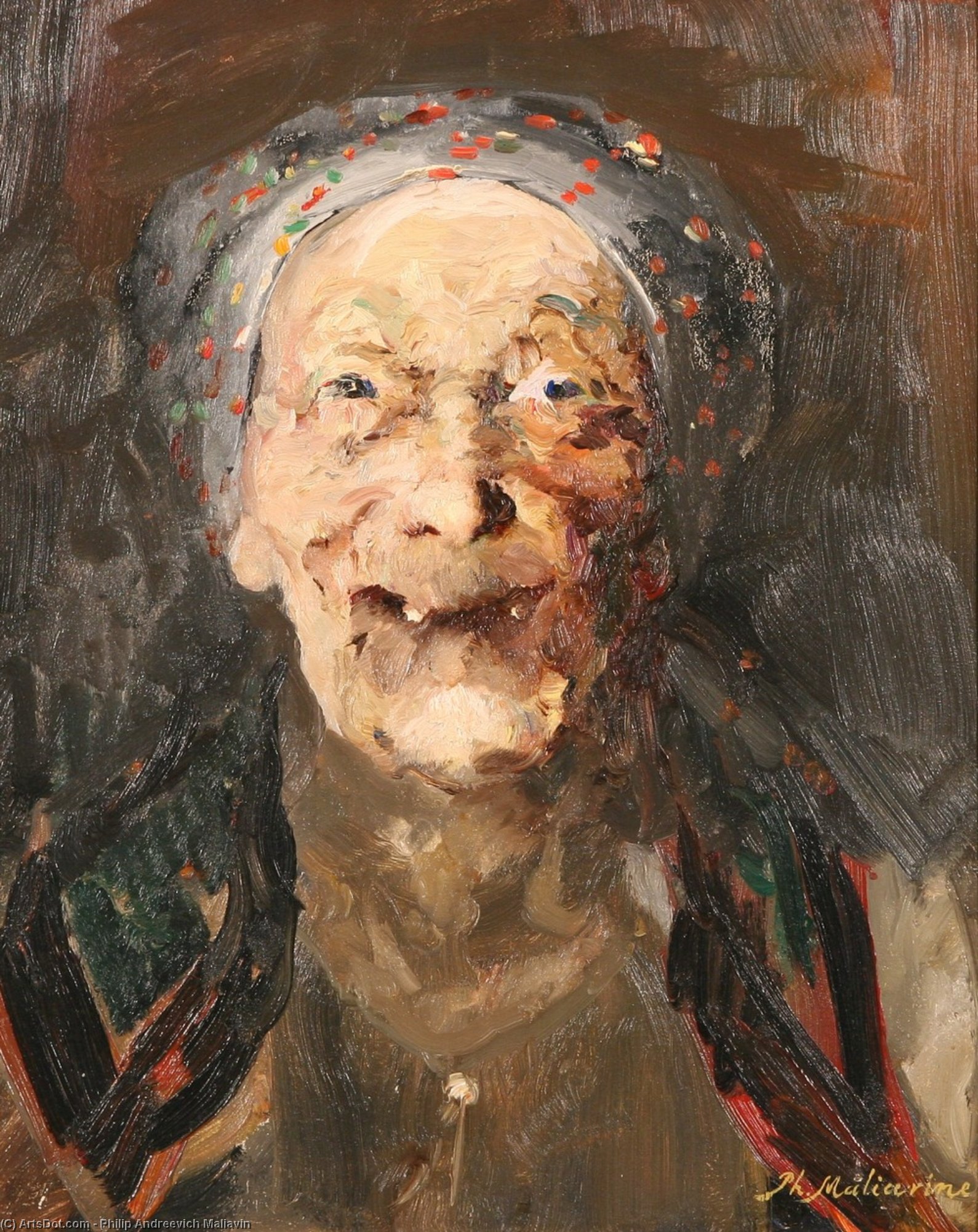 Order Oil Painting Replica Laughing Peasant Woman by Philip Maliavin | ArtsDot.com